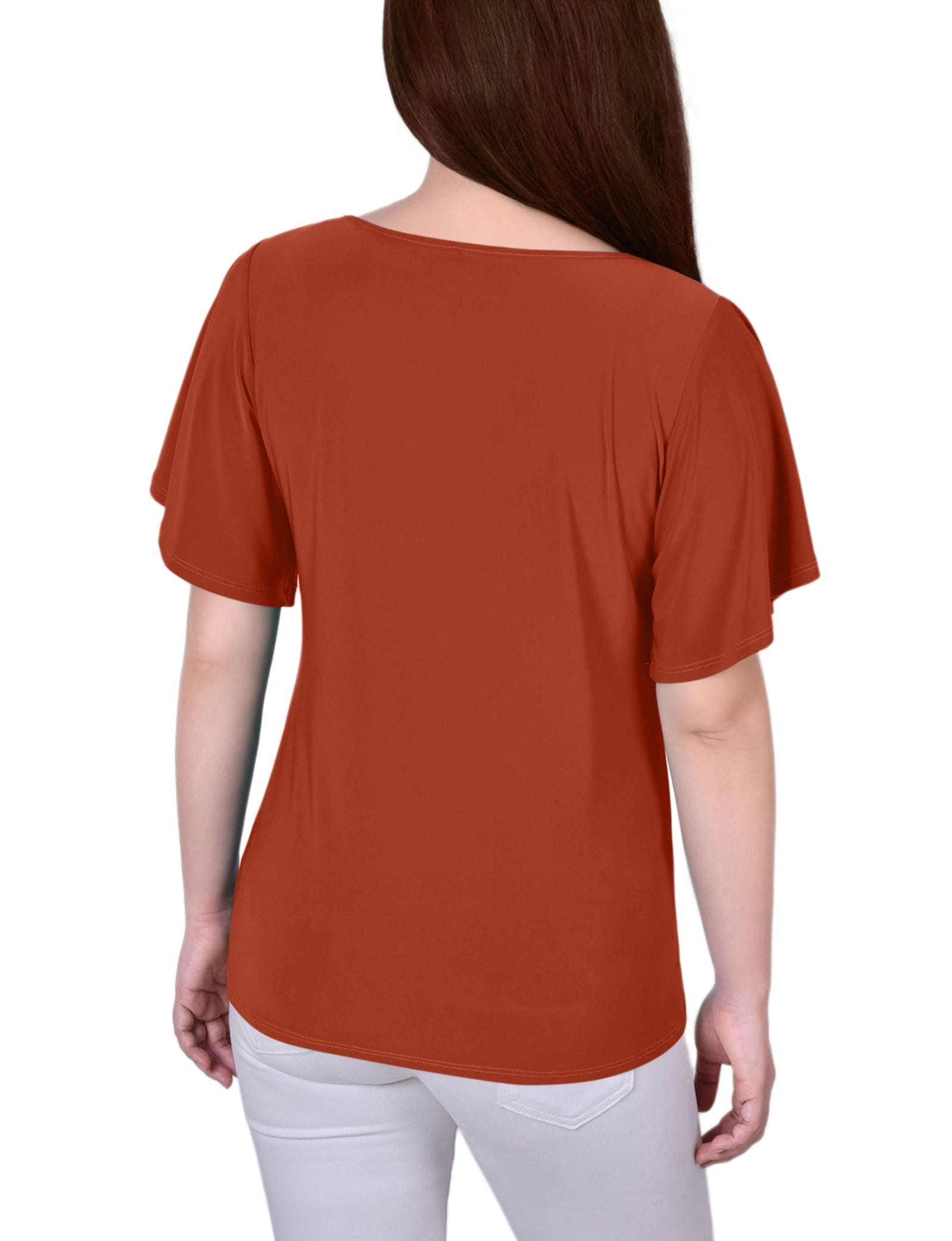 Petite Mesh Flutter Sleeve Knit Top thumbnail 2