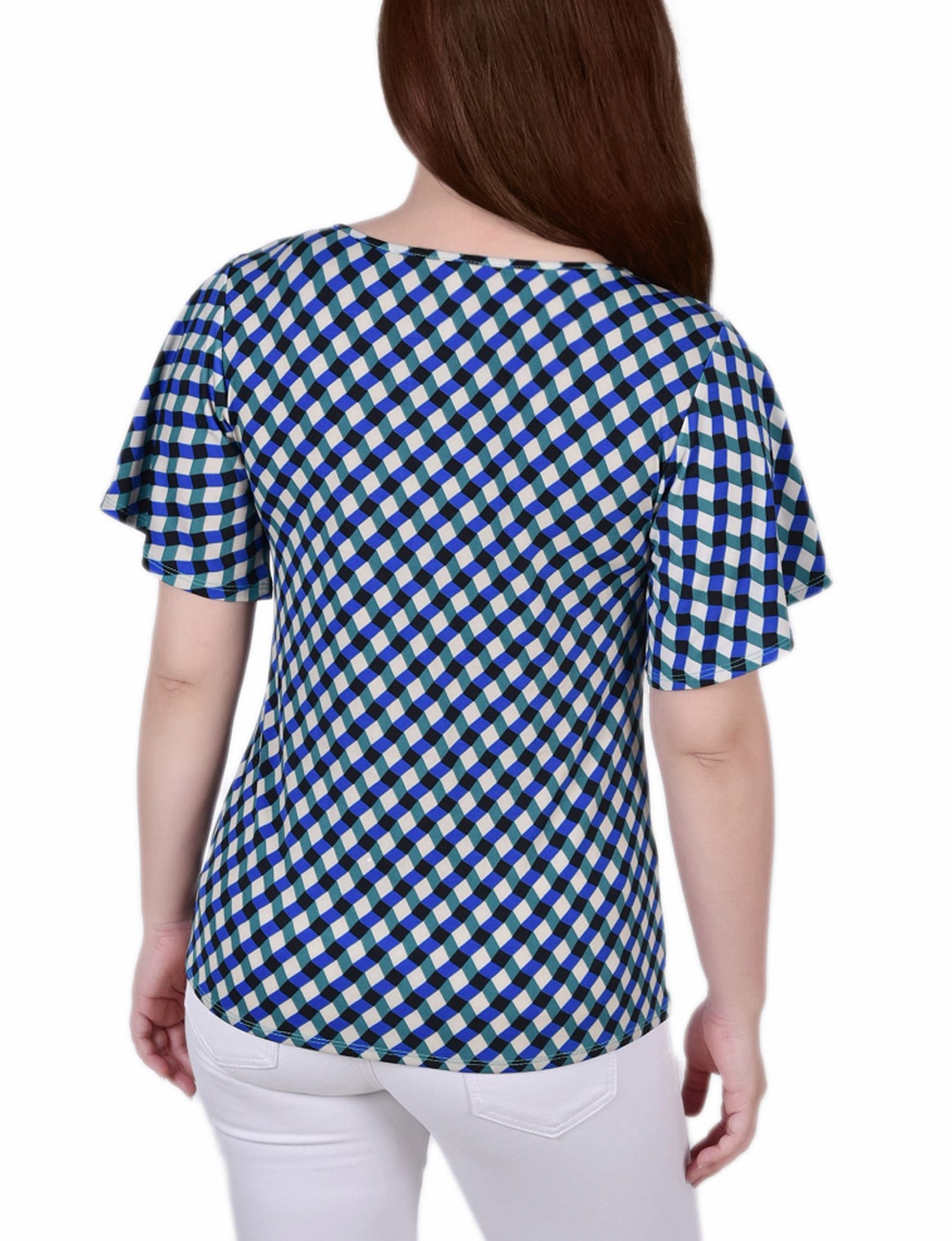 Petite Mesh Flutter Sleeve Knit Top thumbnail 2