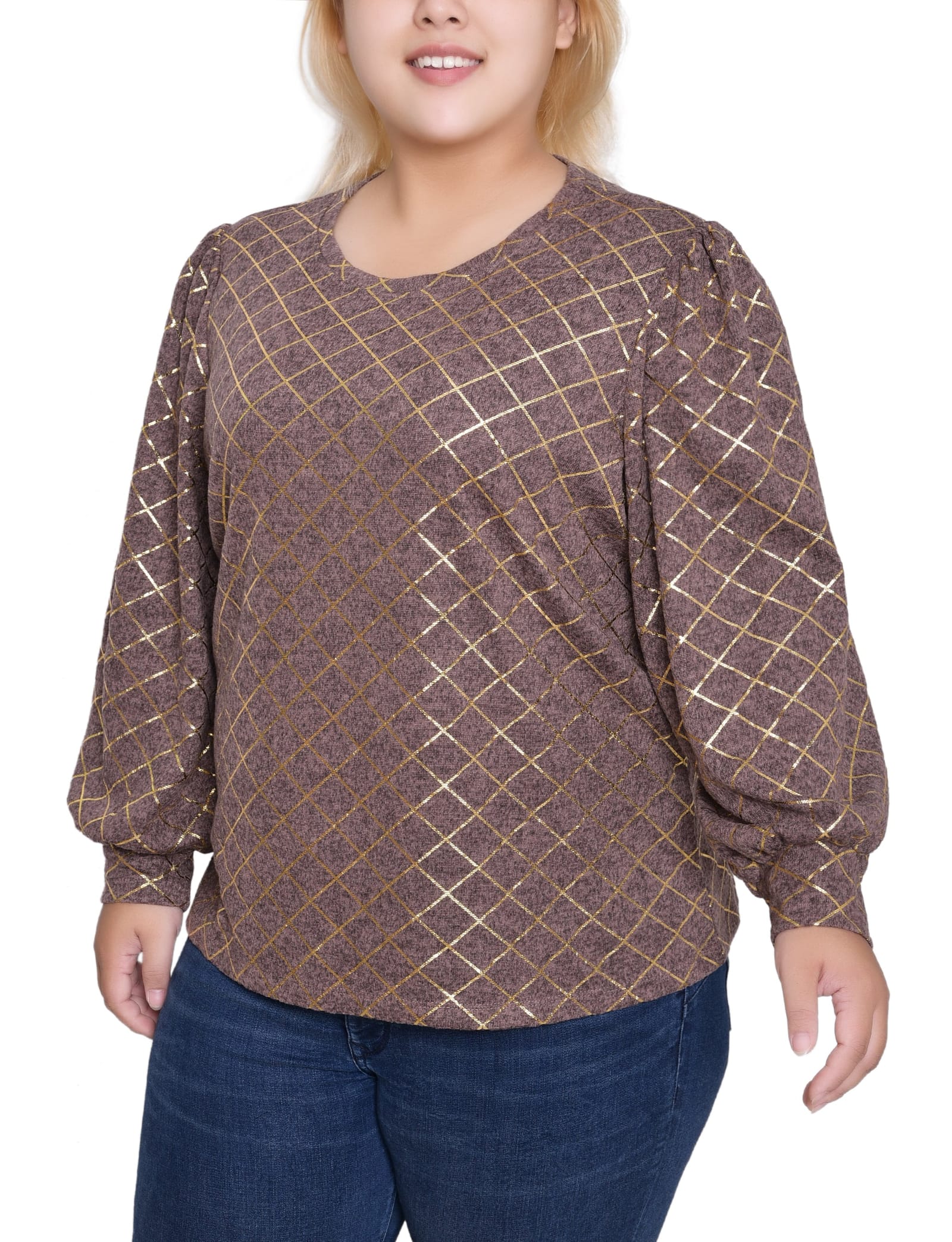 Plus Size Bishop Sleeve Pullover Top thumbnail 3
