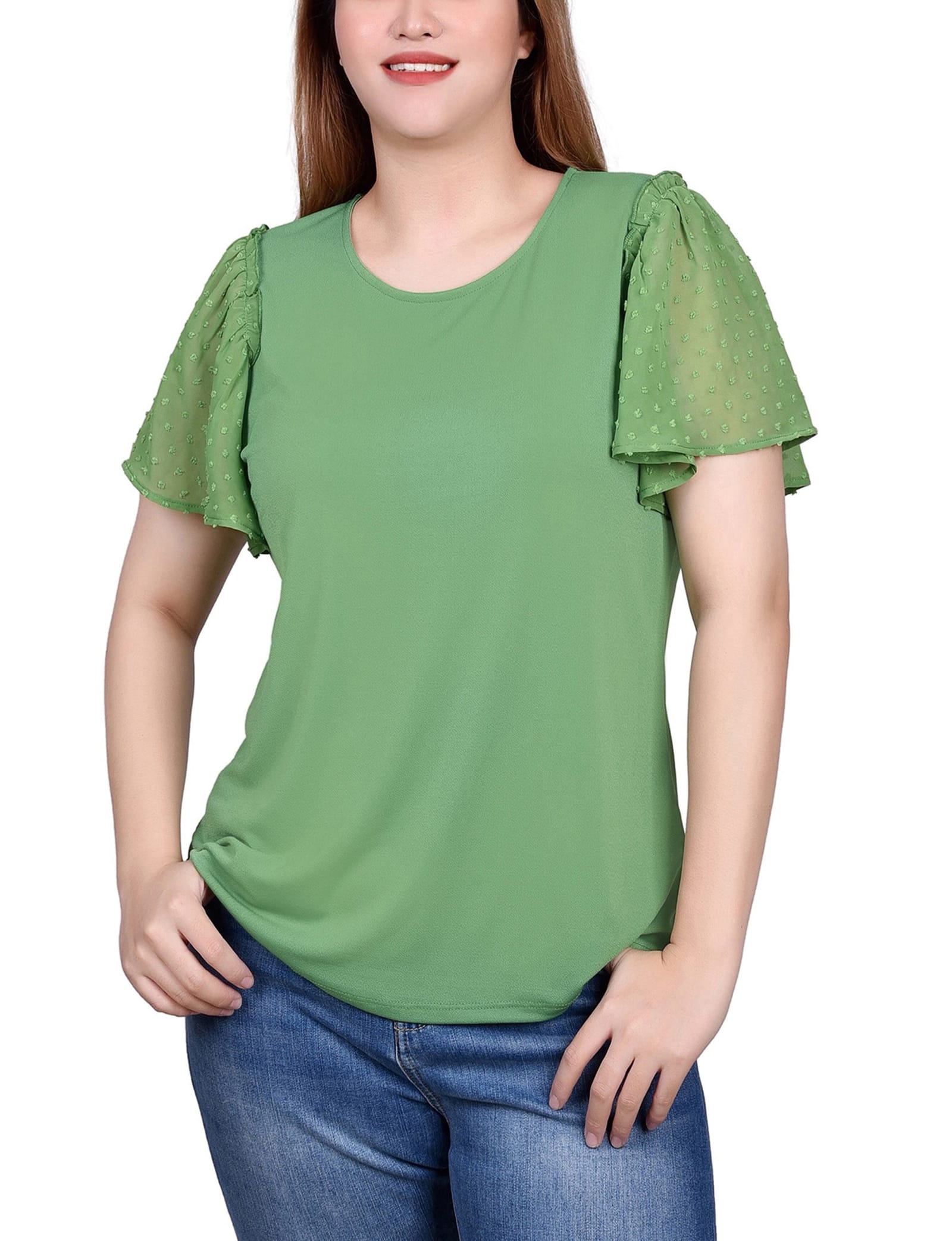 Clip Dot Flutter Sleeve Top thumbnail 5