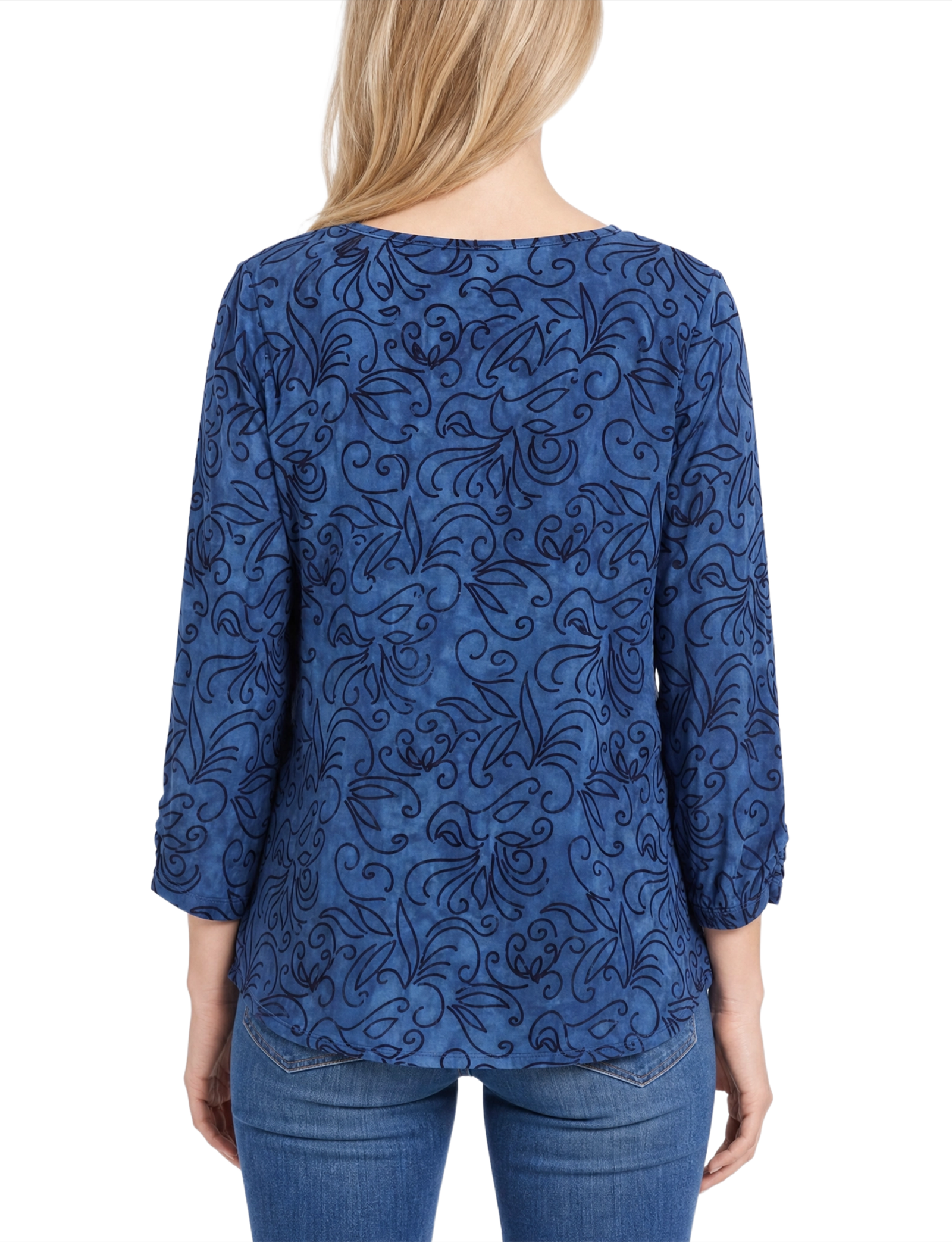 3/4 Sleeve Flocked Knit Pullover Top thumbnail 4