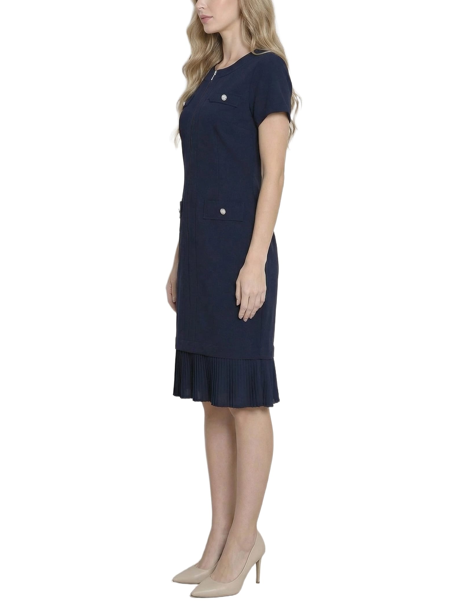 Petite Short Sleeve Pleat Hem Dress thumbnail 3