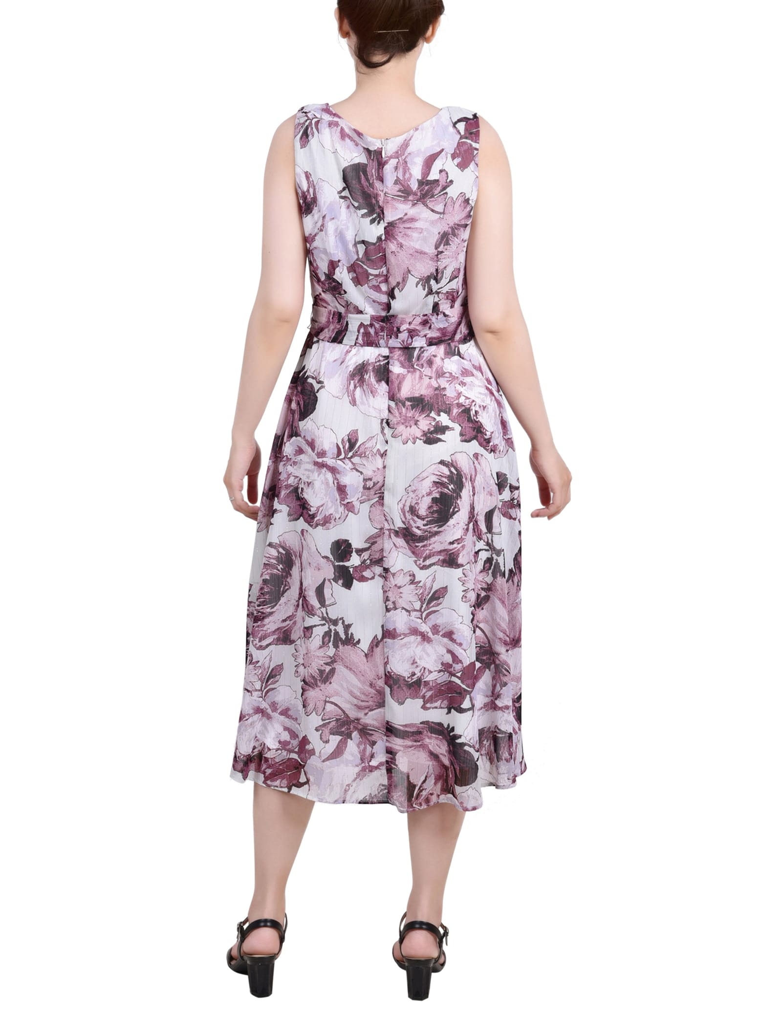 Petite Sleeveless Chiffon Belted Dress thumbnail 3
