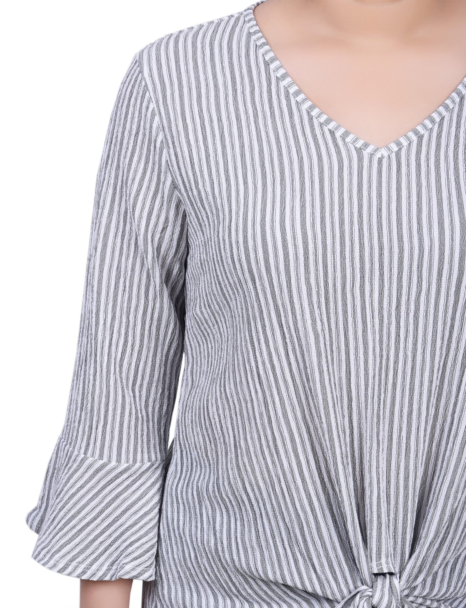 Petite 3/4 Bell Sleeve Textured Knit Top thumbnail 3