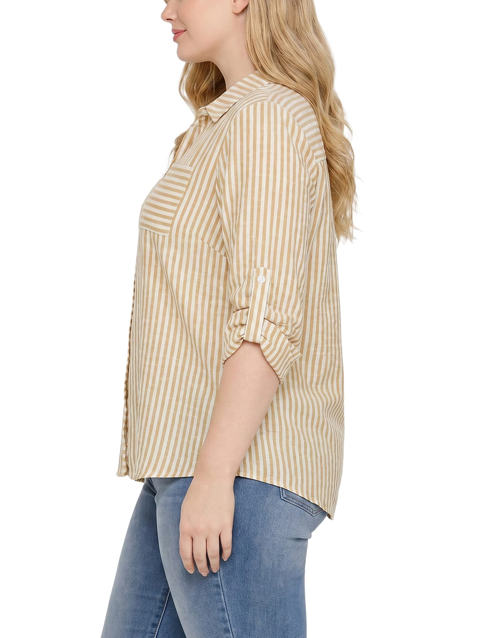 Plus Size 3/4 Sleeve Roll Tab Blouse thumbnail 2