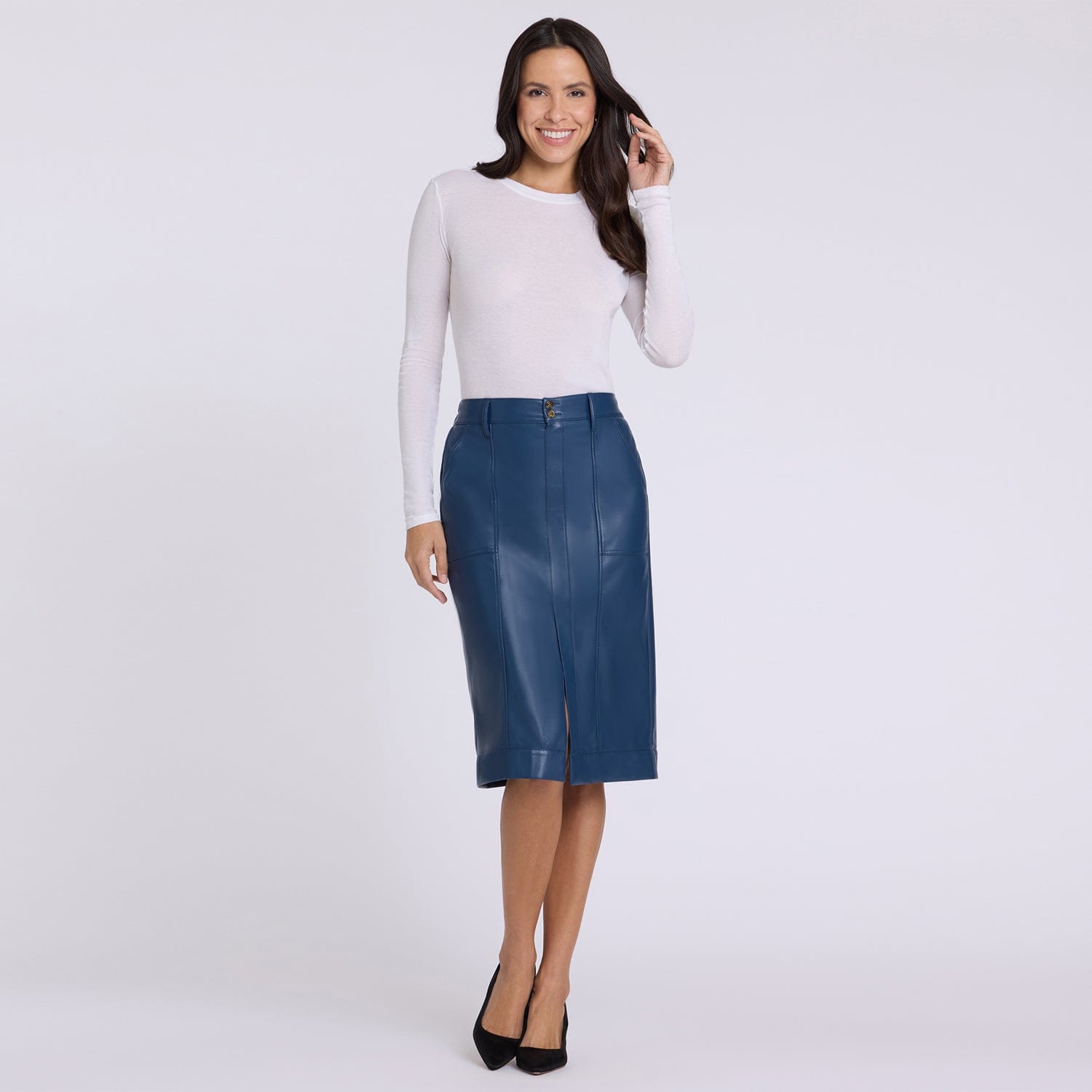 Vegan Stretch Leather Utility Skirt thumbnail 6