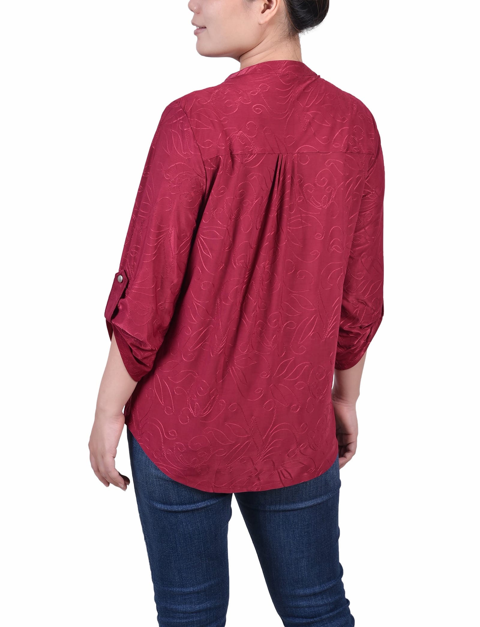 Petite 3/4 Roll Tab Pullover Top thumbnail 3