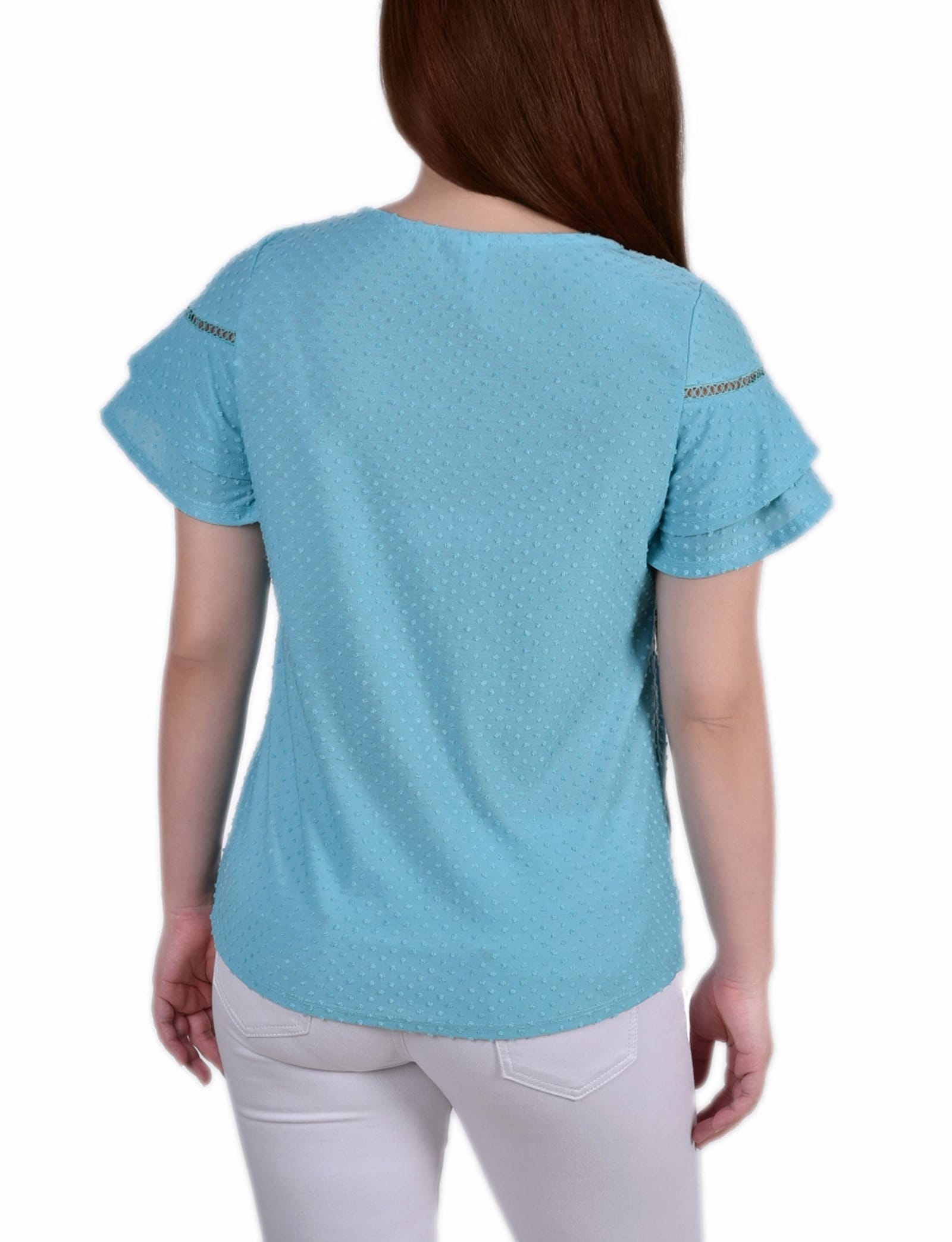 Petite Double Bell Sleeve Swiss Dot Top thumbnail 3