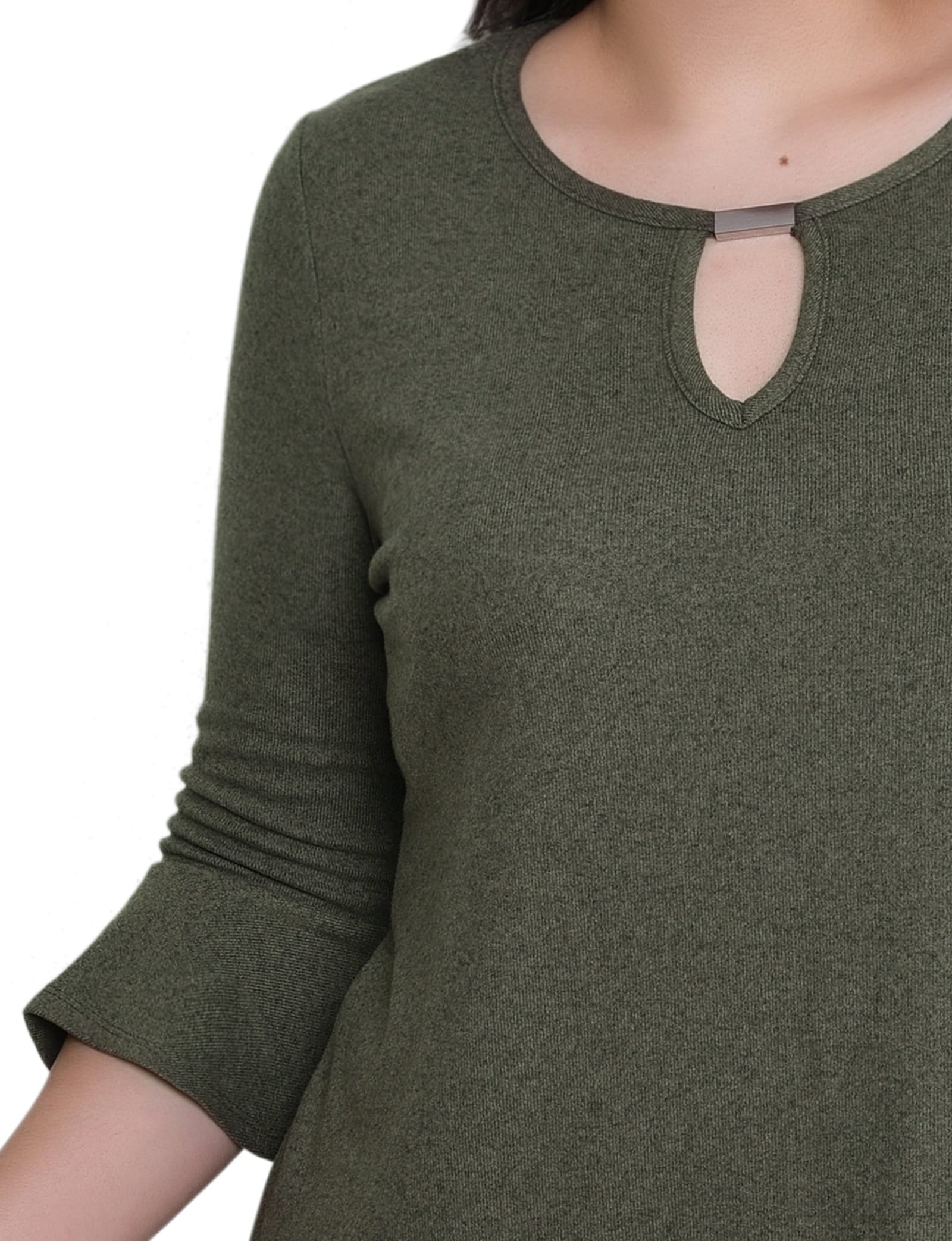 Petite 3/4 Bell Sleeve Top with Hardware thumbnail 4