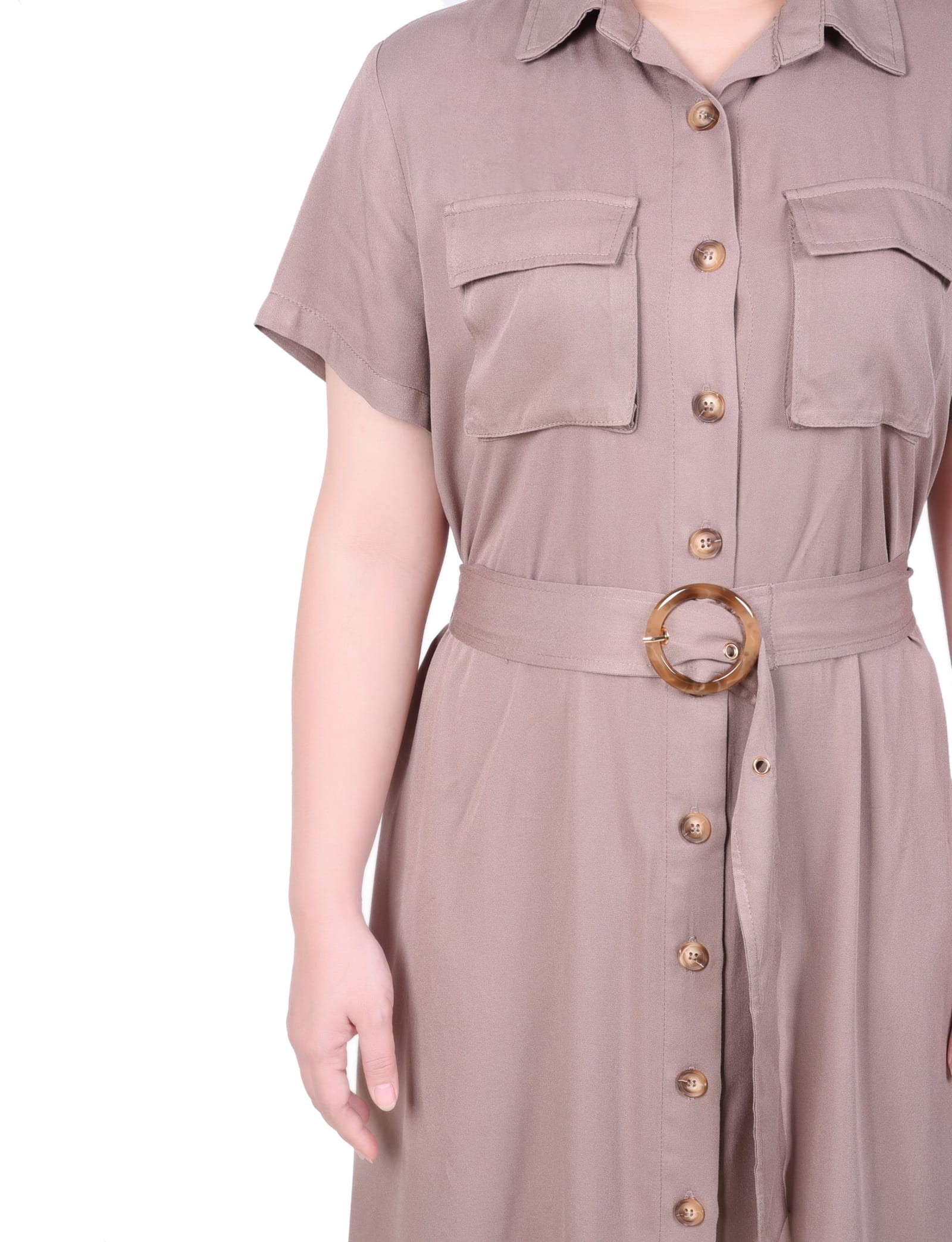 Petite Short Sleeve Safari Style Dress thumbnail 3