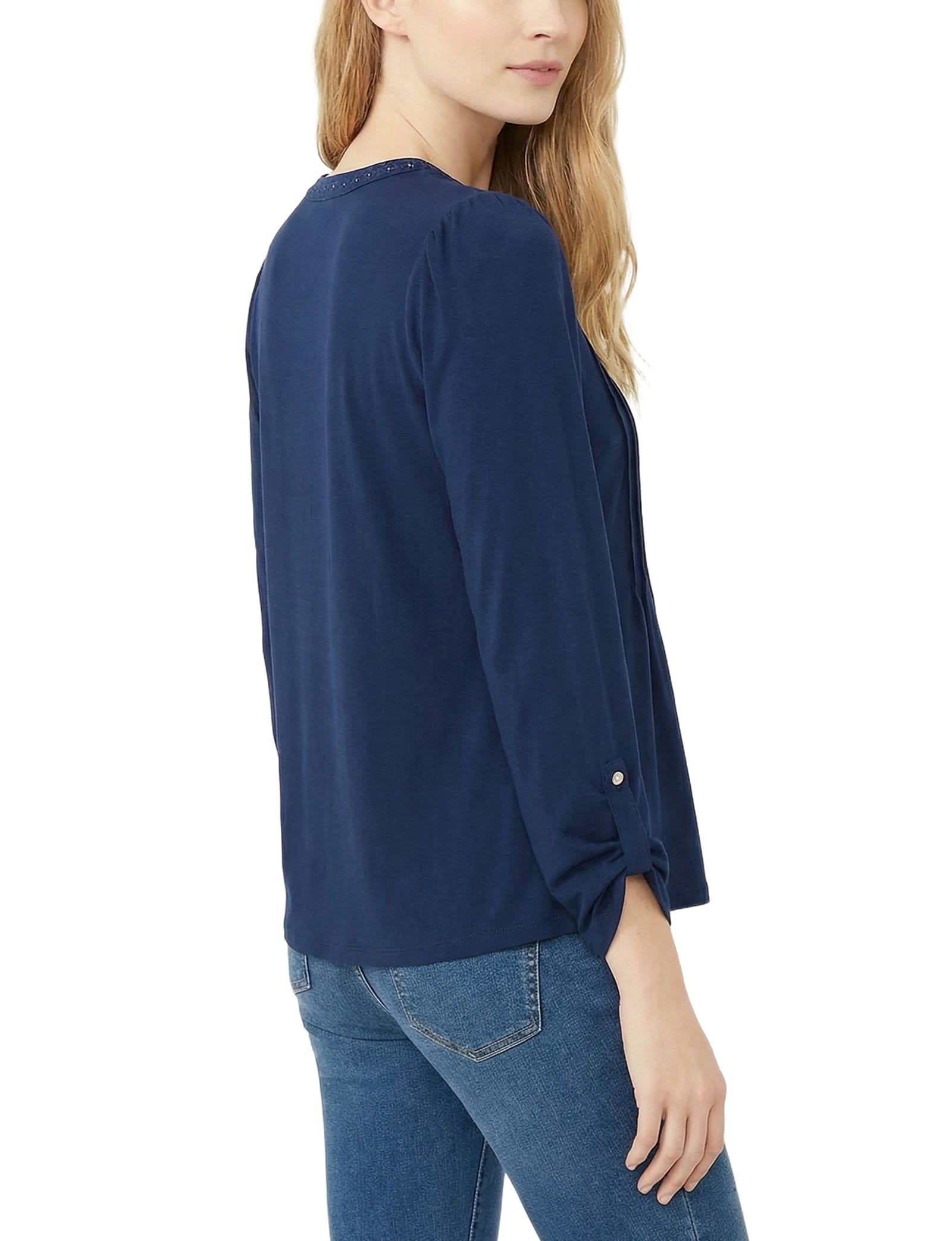 Long Sleeve Pleat Front Roll Tab Top thumbnail 3