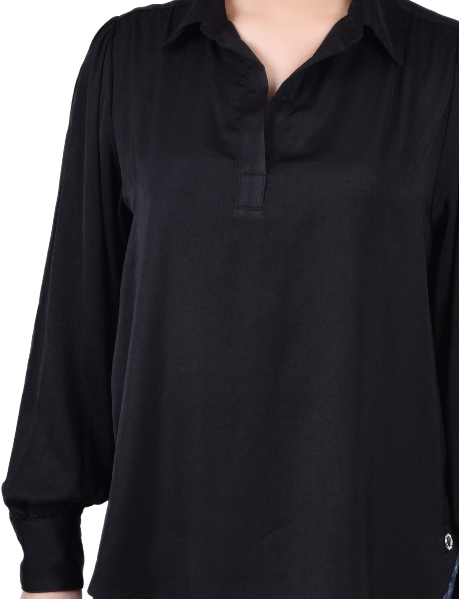 Long Puff Sleeve Satin Blouse thumbnail 4