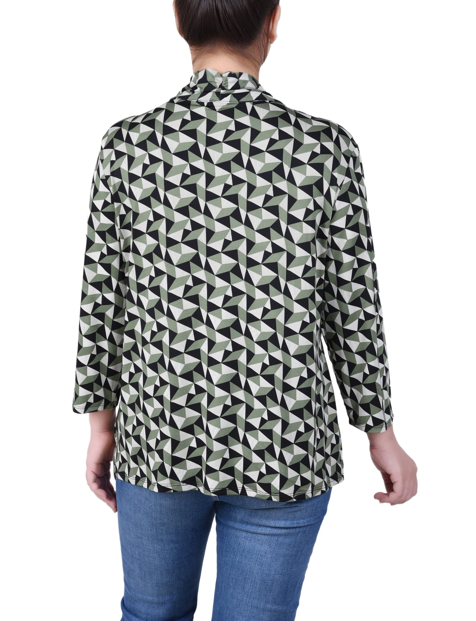 Petite Puff Print 3/4 Sleeve Two-Fer Top thumbnail 3