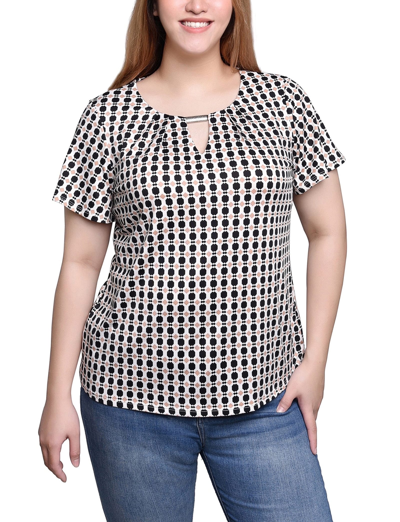 Black Beige Geometric / L