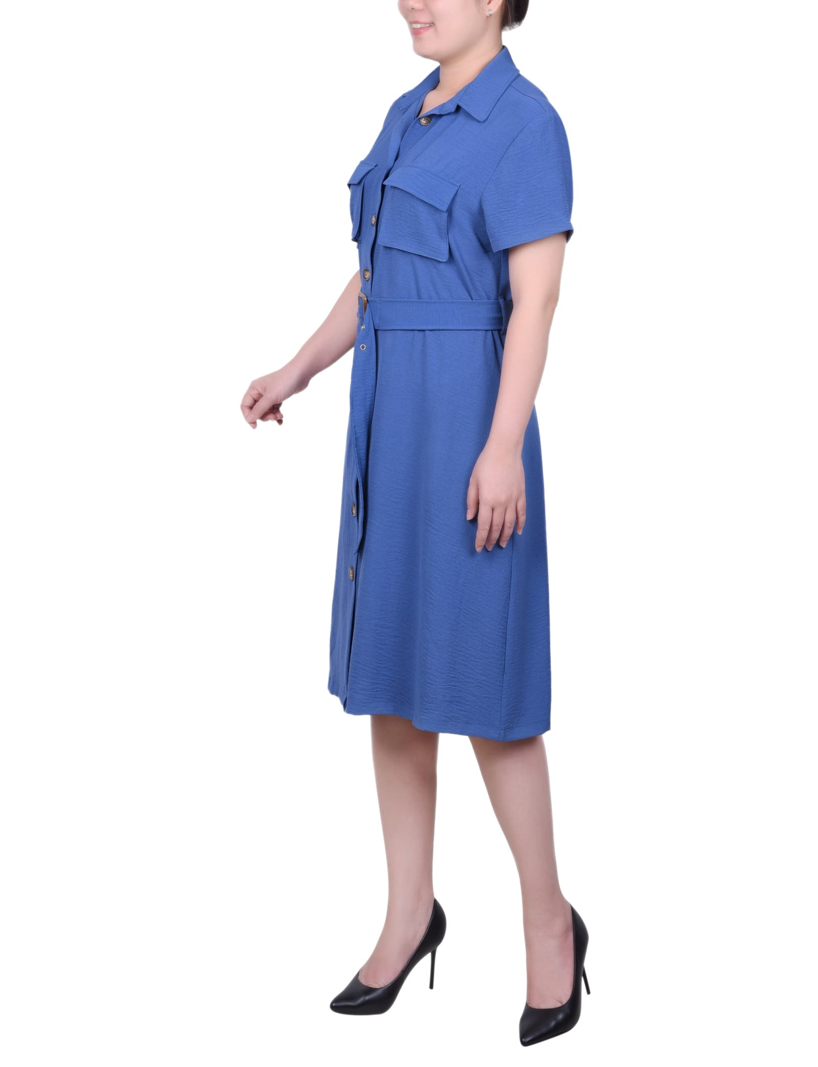 Petite Short Sleeve Belted Shirtdress thumbnail 2