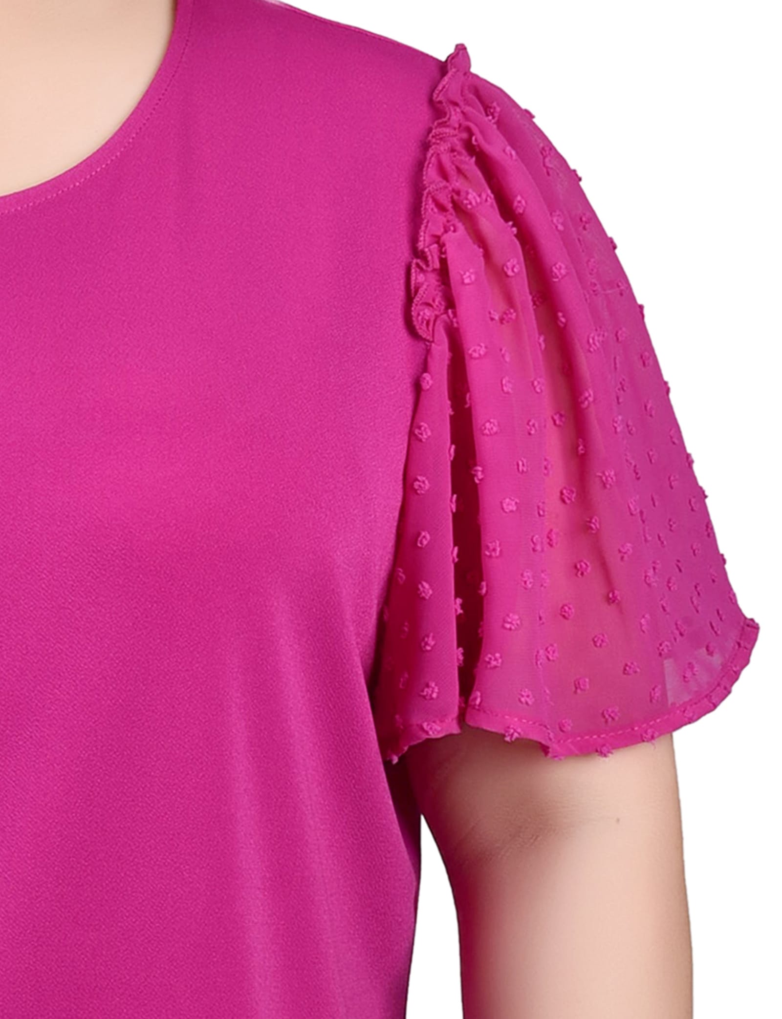 Plus Size Clip Dot Flutter Sleeve Top thumbnail 3