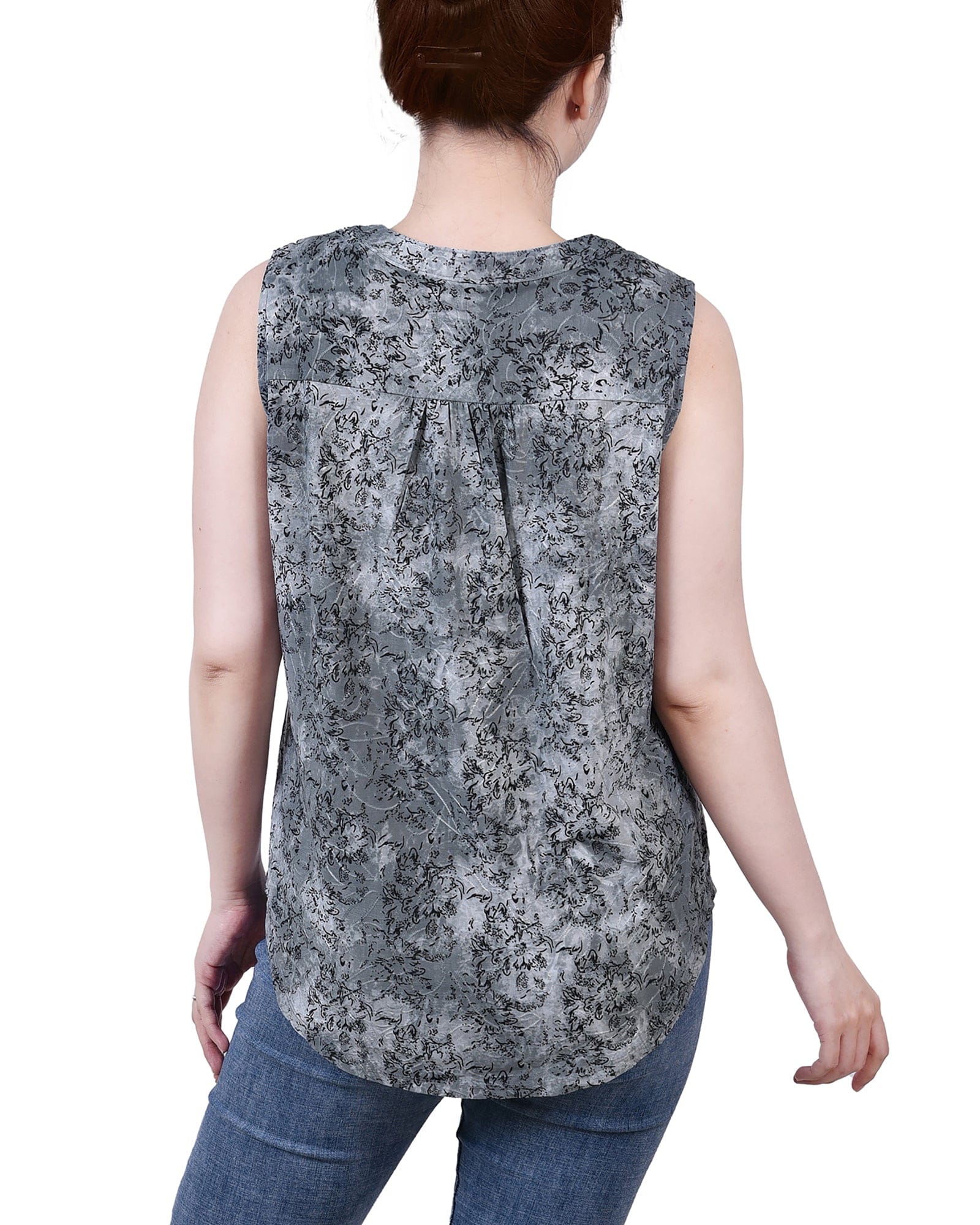 Petite Sleeveless Jacquard Y Neck Top thumbnail 2