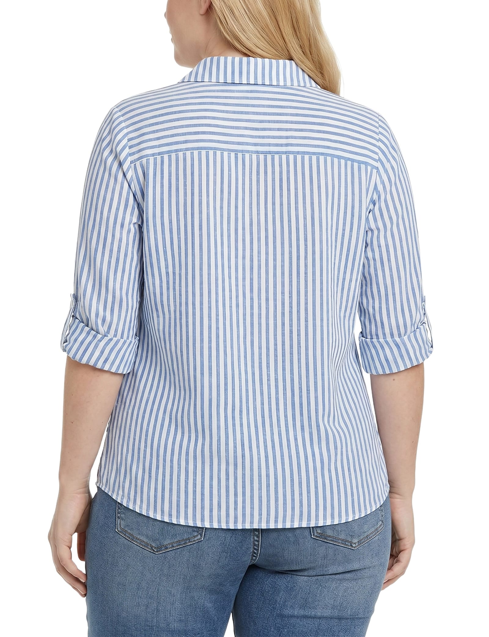 Plus Size 3/4 Sleeve Roll Tab Blouse thumbnail 3