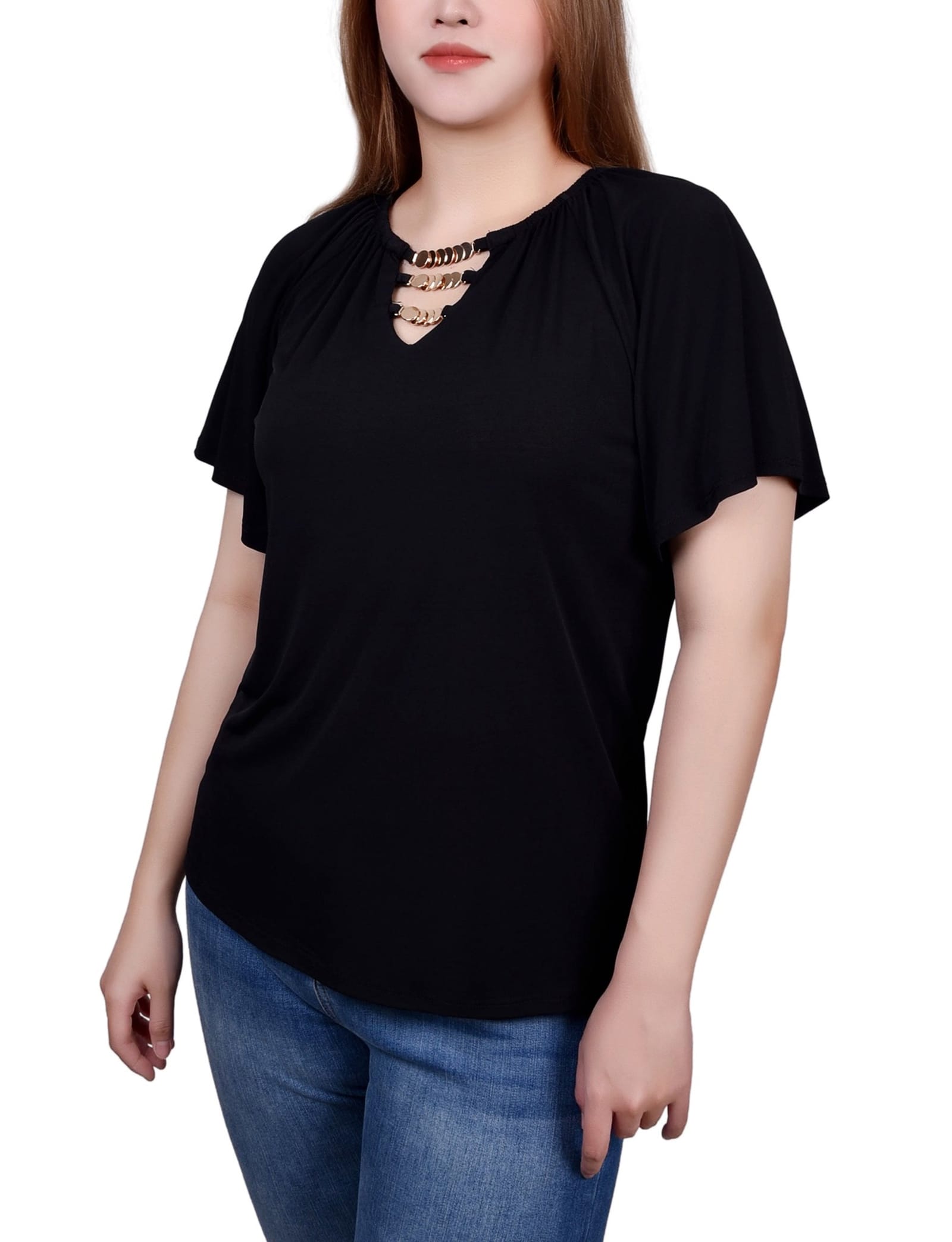 Raglan Sleeve Top with Chain Details thumbnail 2