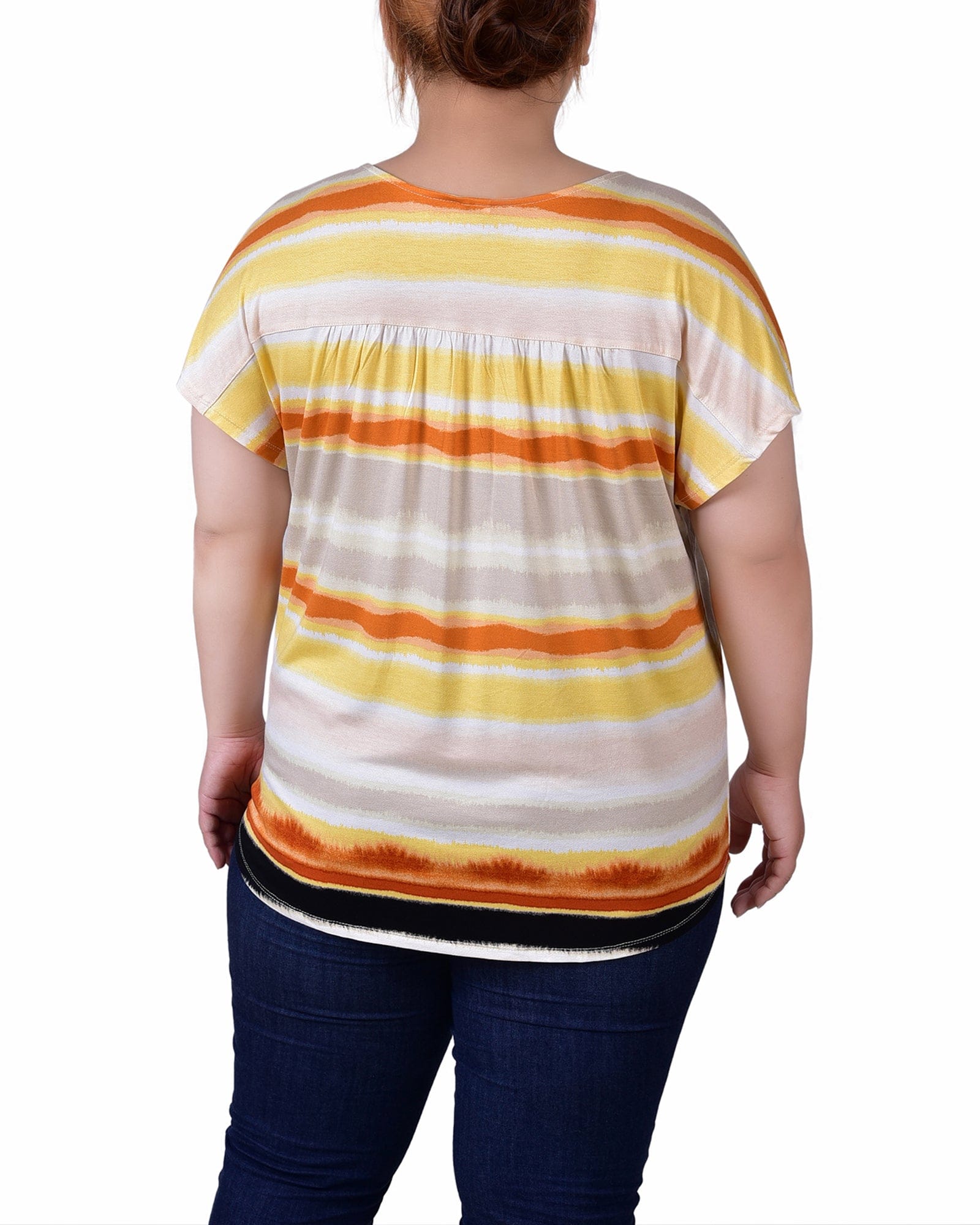 Plus Size Short Sleeve Striped V-Neck Top thumbnail 6