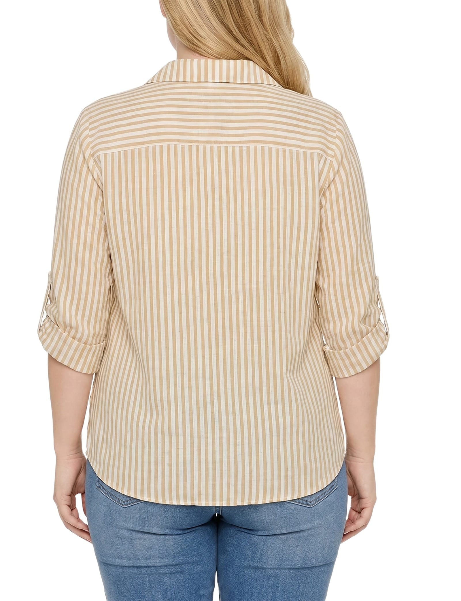 Plus Size 3/4 Sleeve Roll Tab Blouse thumbnail 3