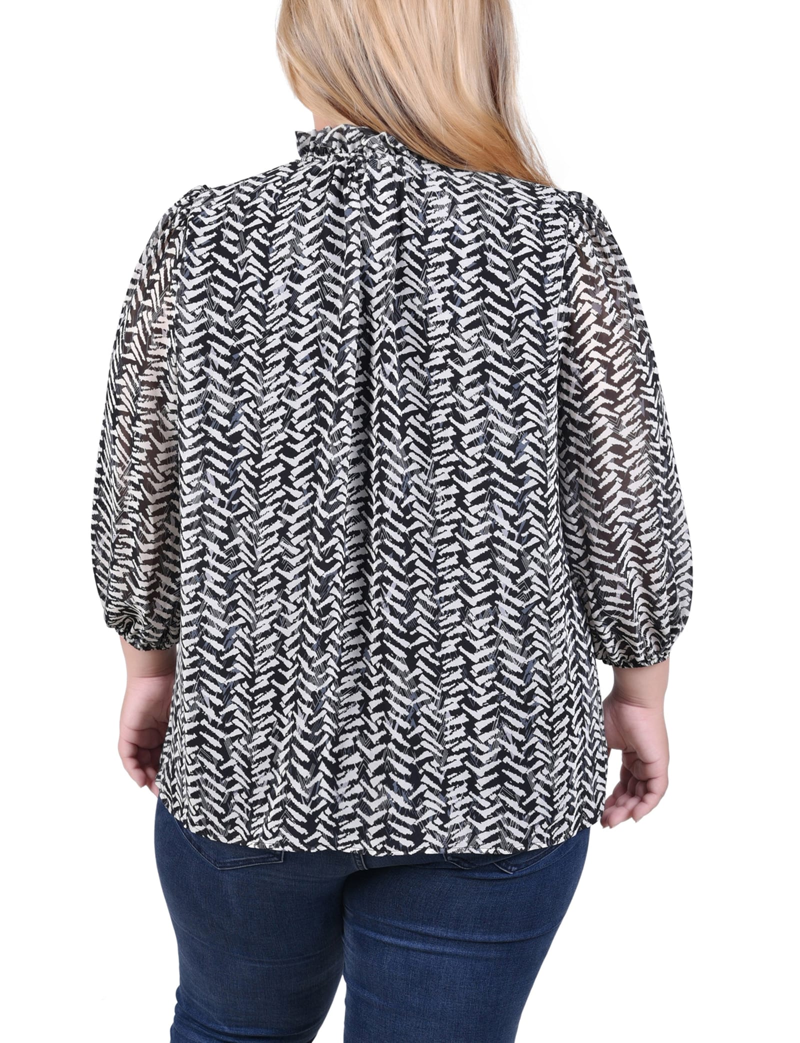 Plus Size 3/4 Sleeve Chiffon Blouse thumbnail 3