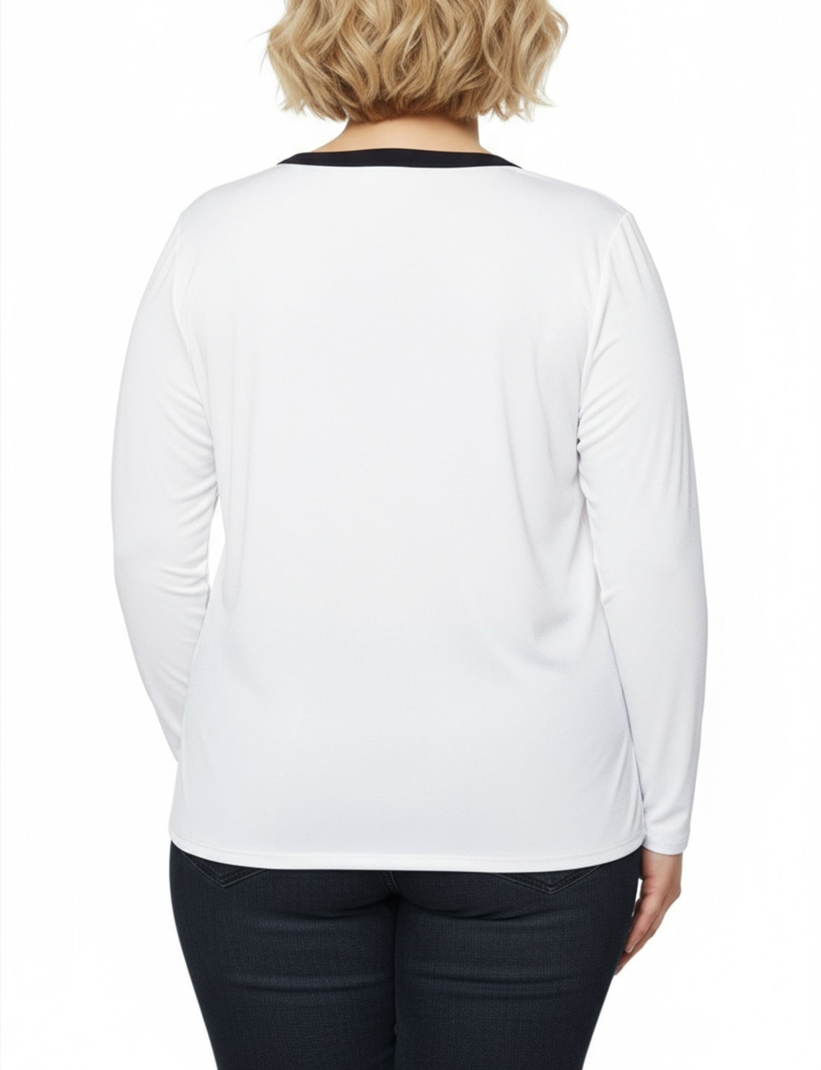 Plus Size Long Sleeve Contrast Detail Top thumbnail 3