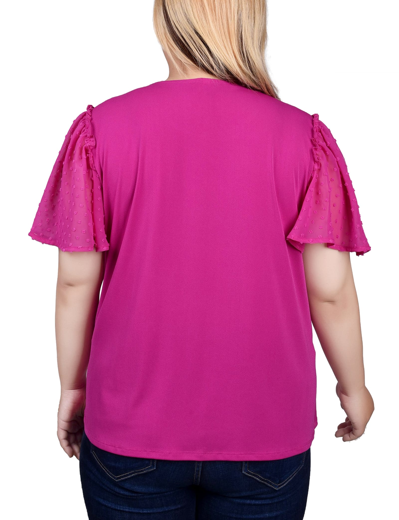 Plus Size Clip Dot Flutter Sleeve Top thumbnail 4
