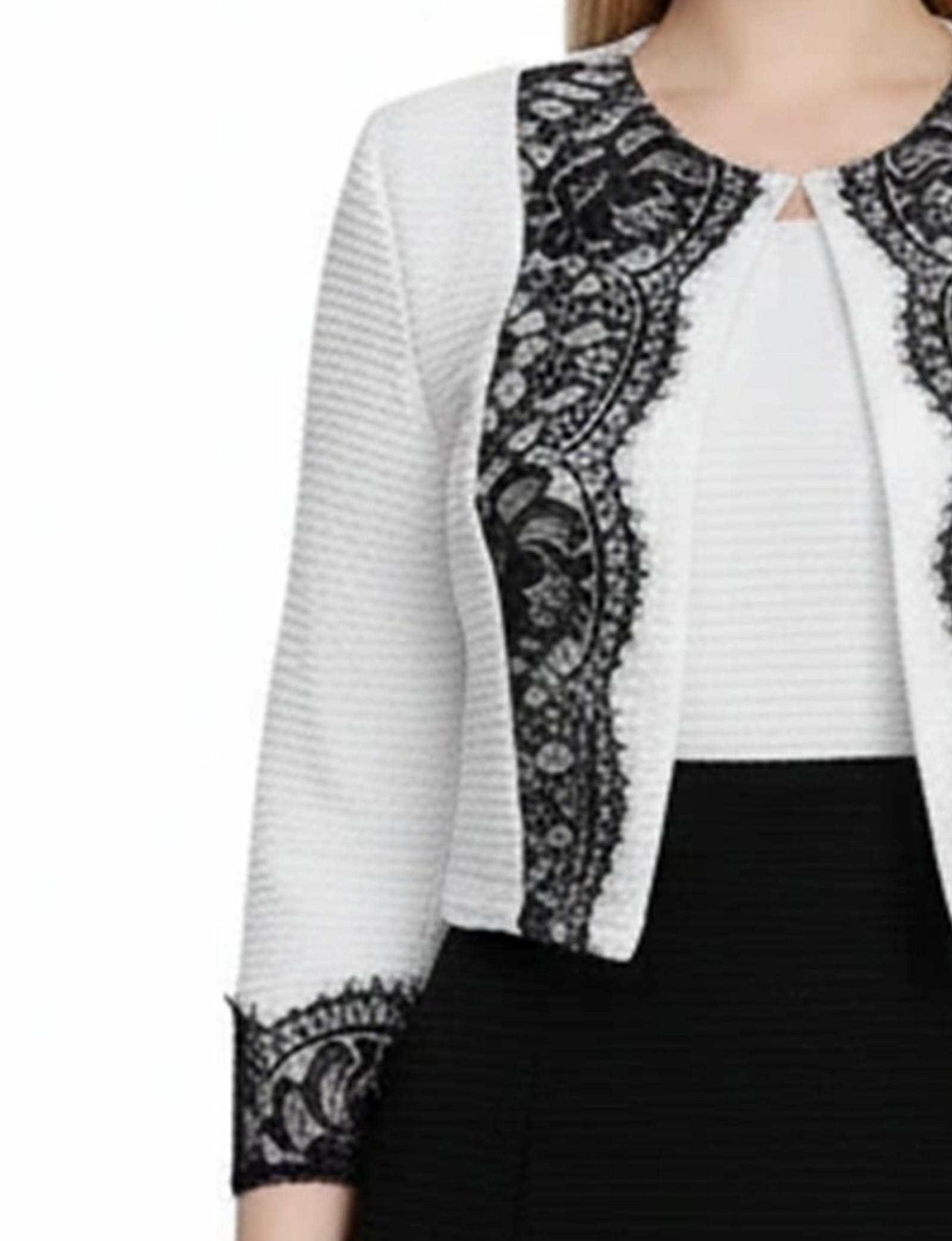 Lace-Detail Two Piece Textured Knit Dress Set thumbnail 3