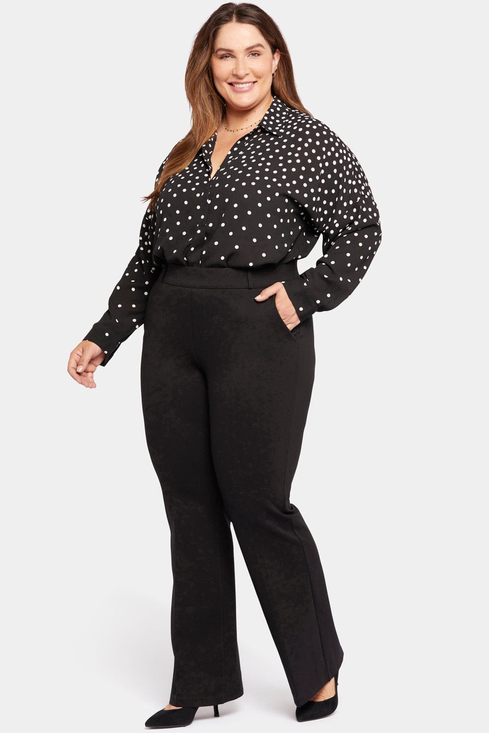 Pull-on Flared Trouser Pants in Plus Size thumbnail 3
