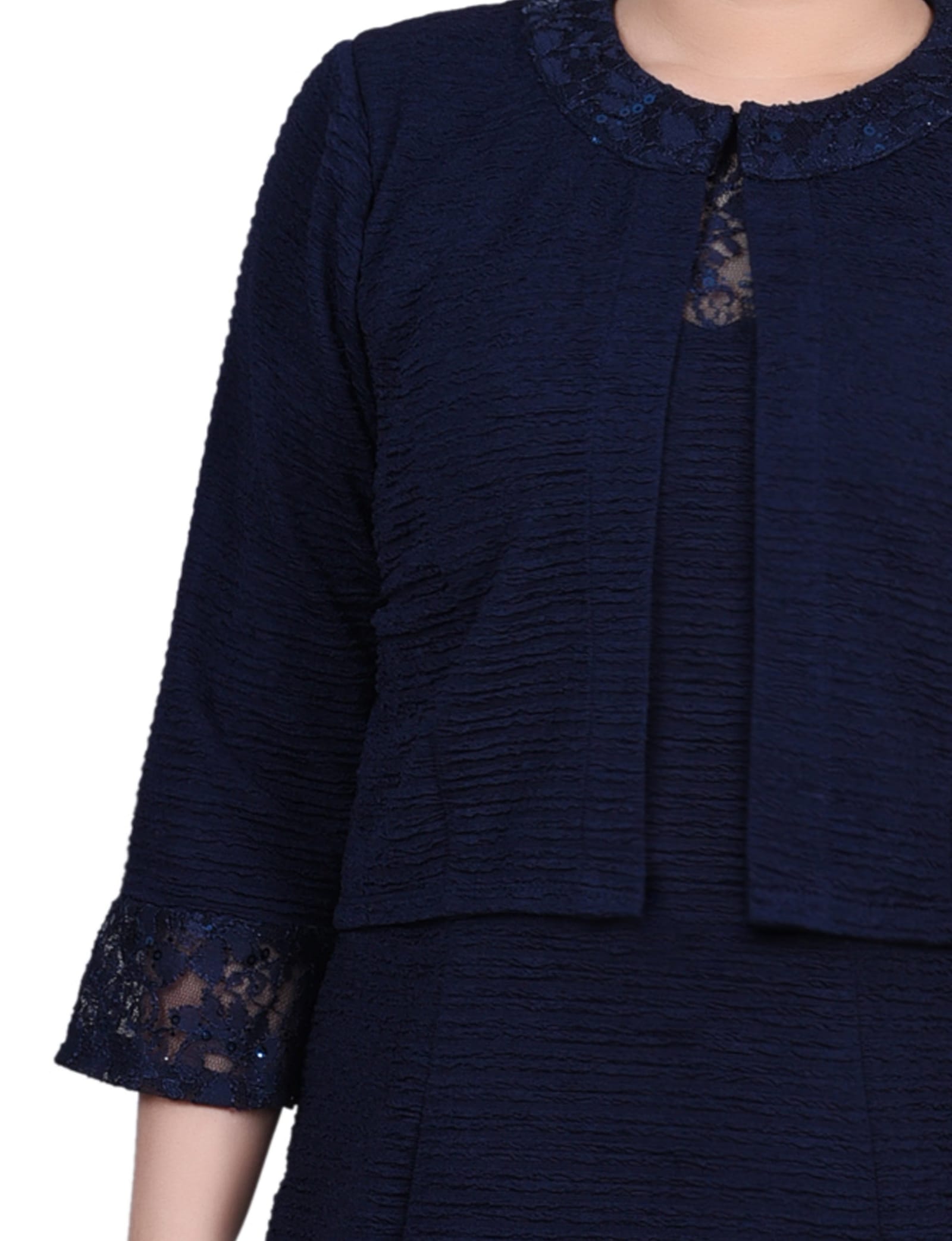 Two Piece Novelty Knit and Lace Dress Set thumbnail 3