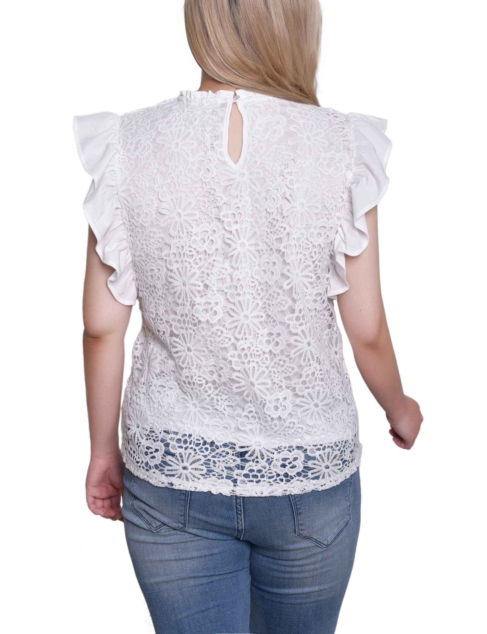 Petite Flutter Sleeve Lace Top thumbnail 4
