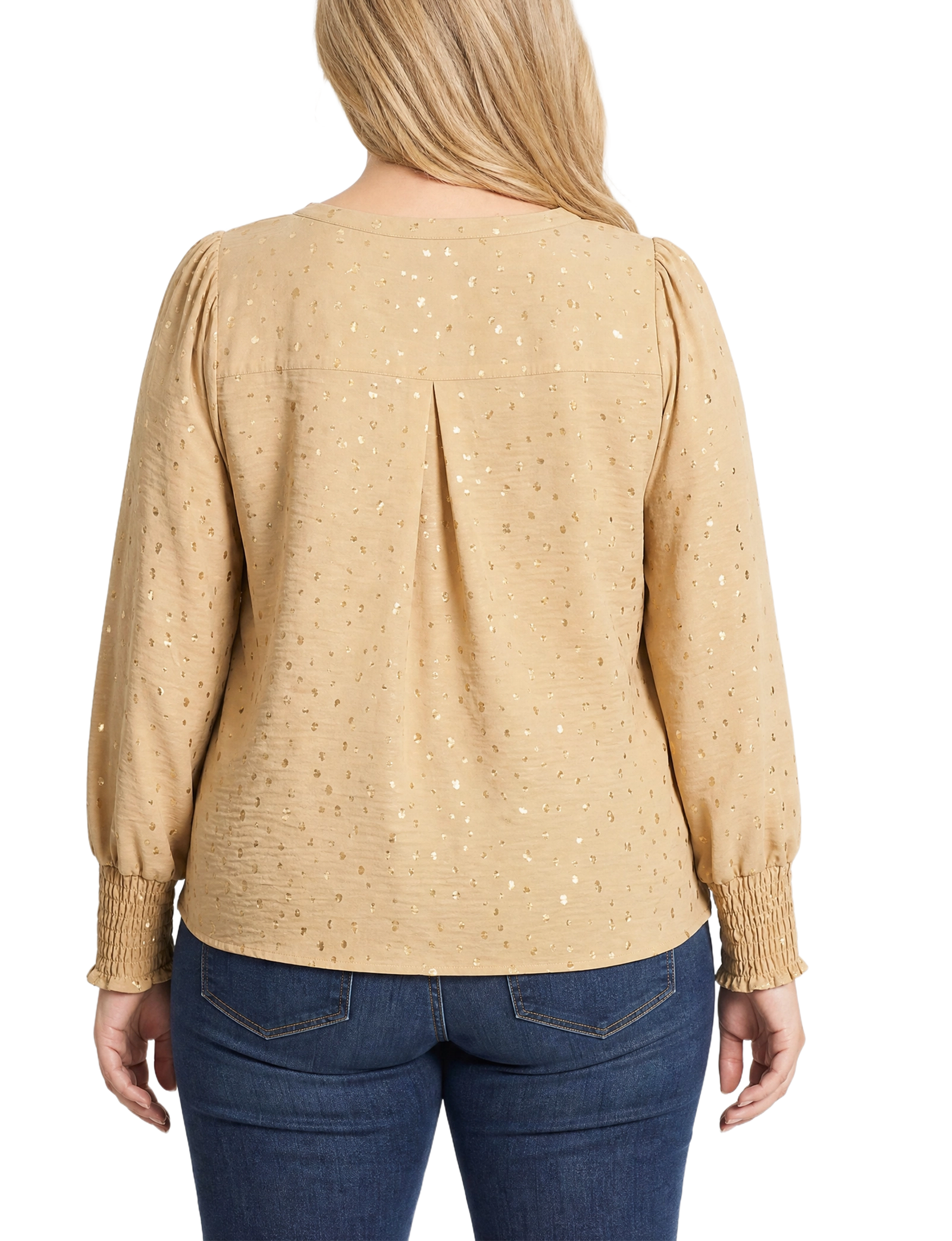 Plus Size Long Sleeve Round Neck Blouse with Hardware thumbnail 3
