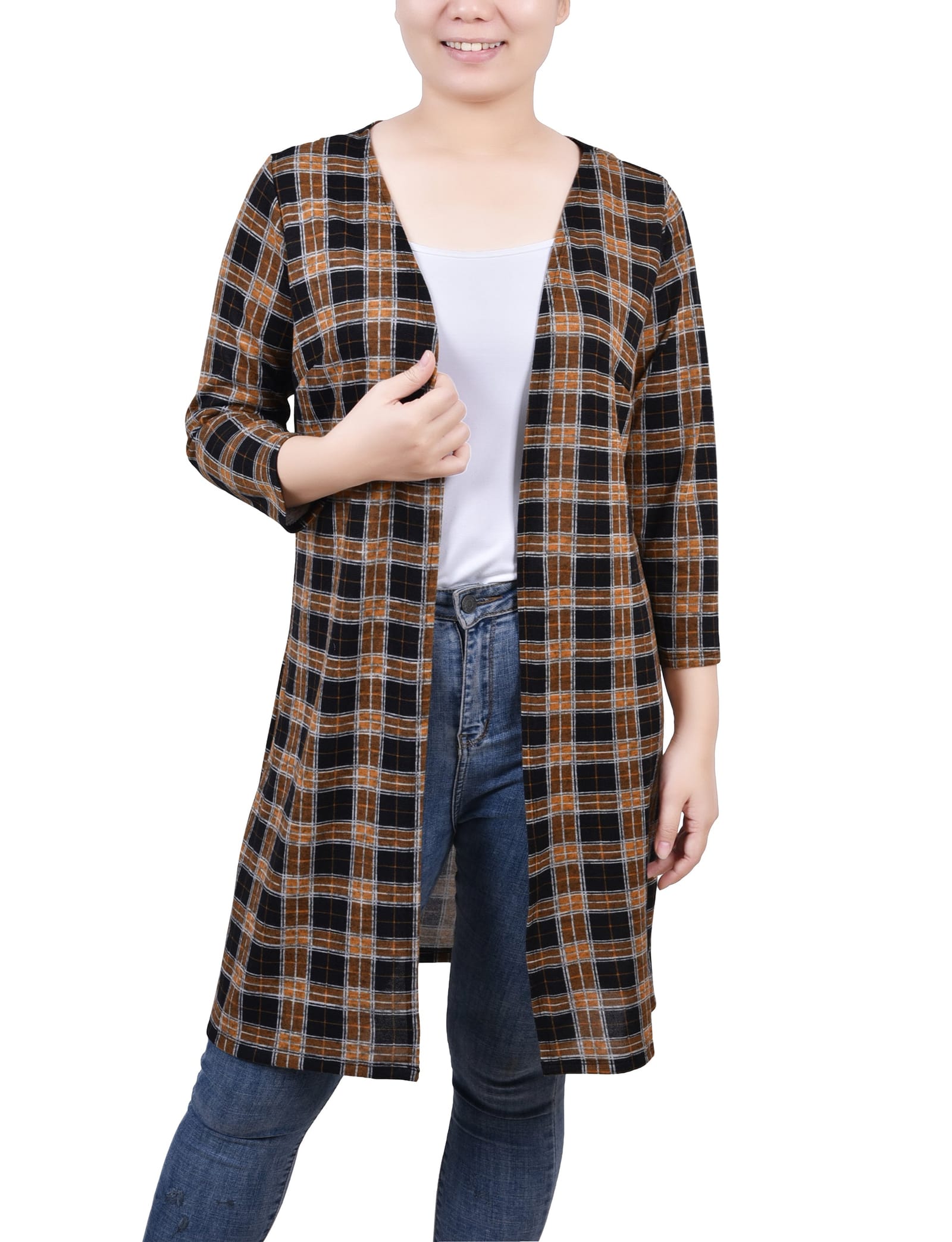 Gold Black White Plaid / L