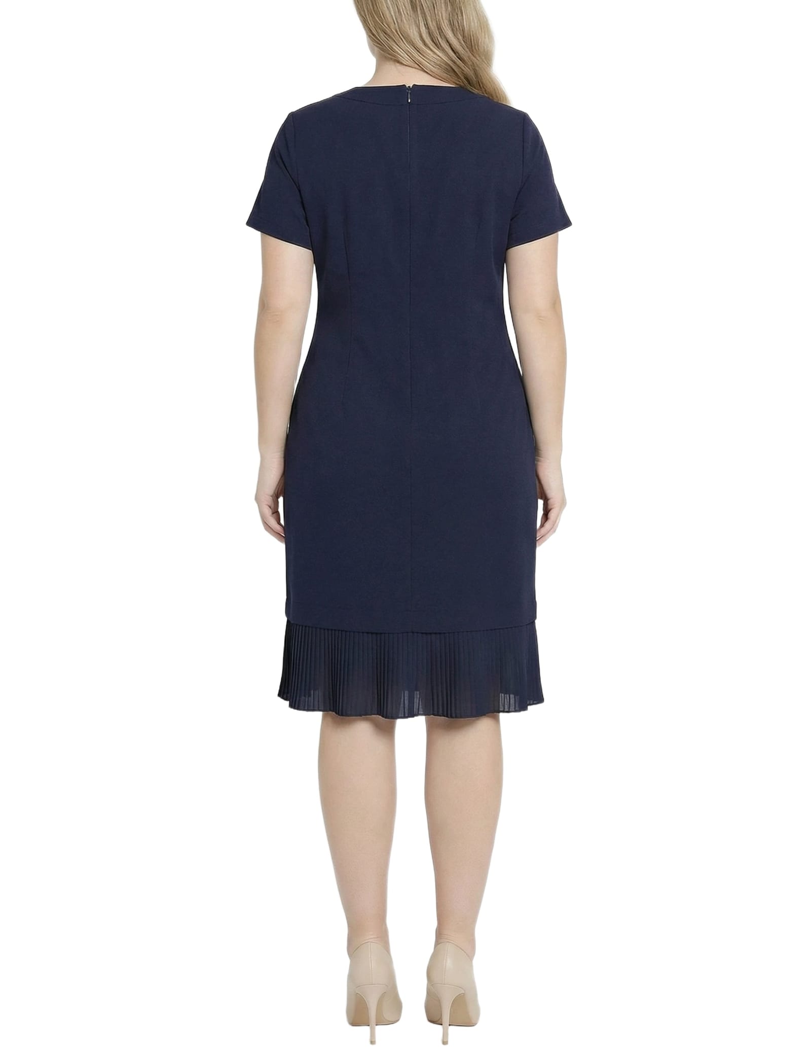 Plus Size Short Sleeve Pleat Hem Dress thumbnail 3