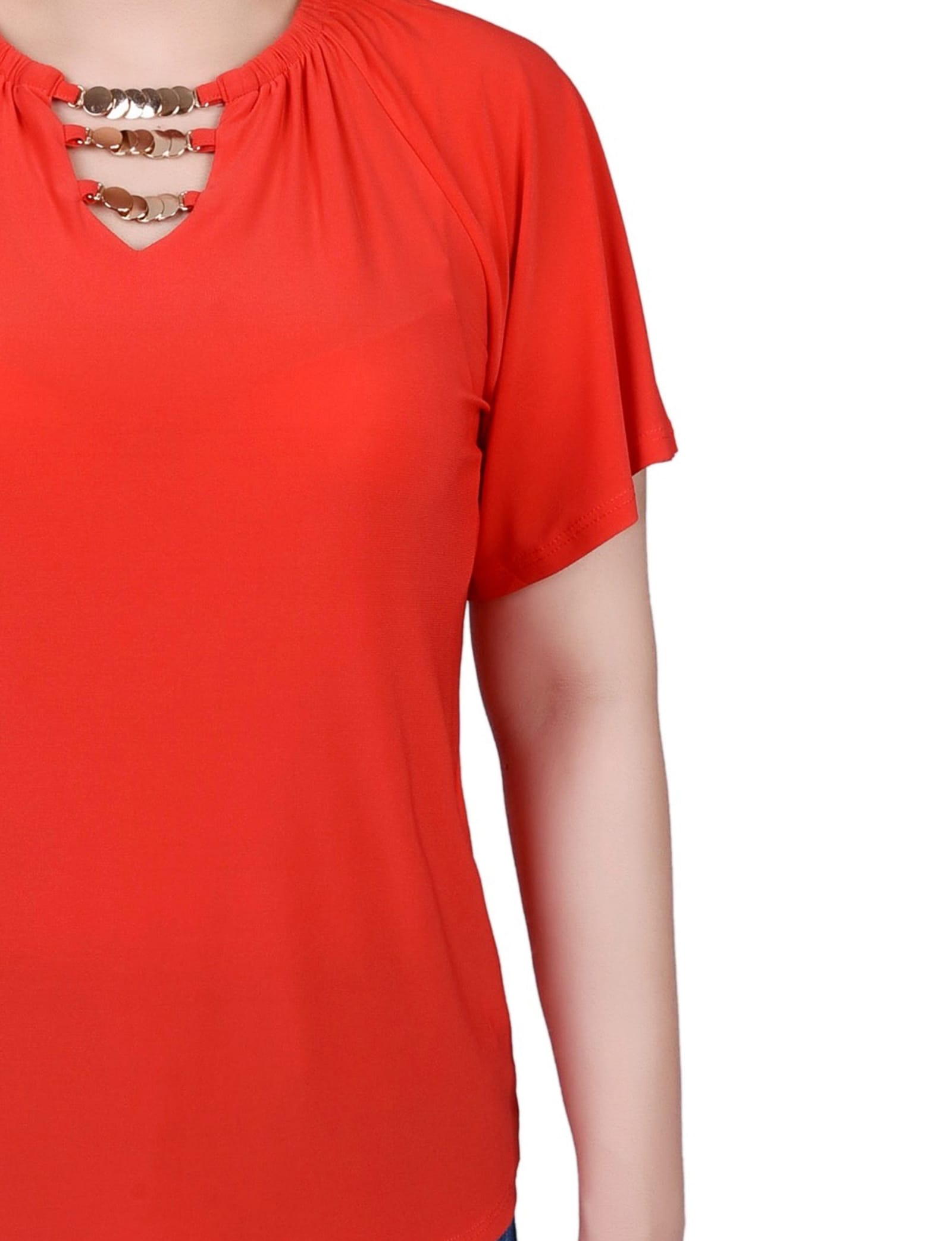 Petite Raglan Sleeve Top with Chain Details thumbnail 3