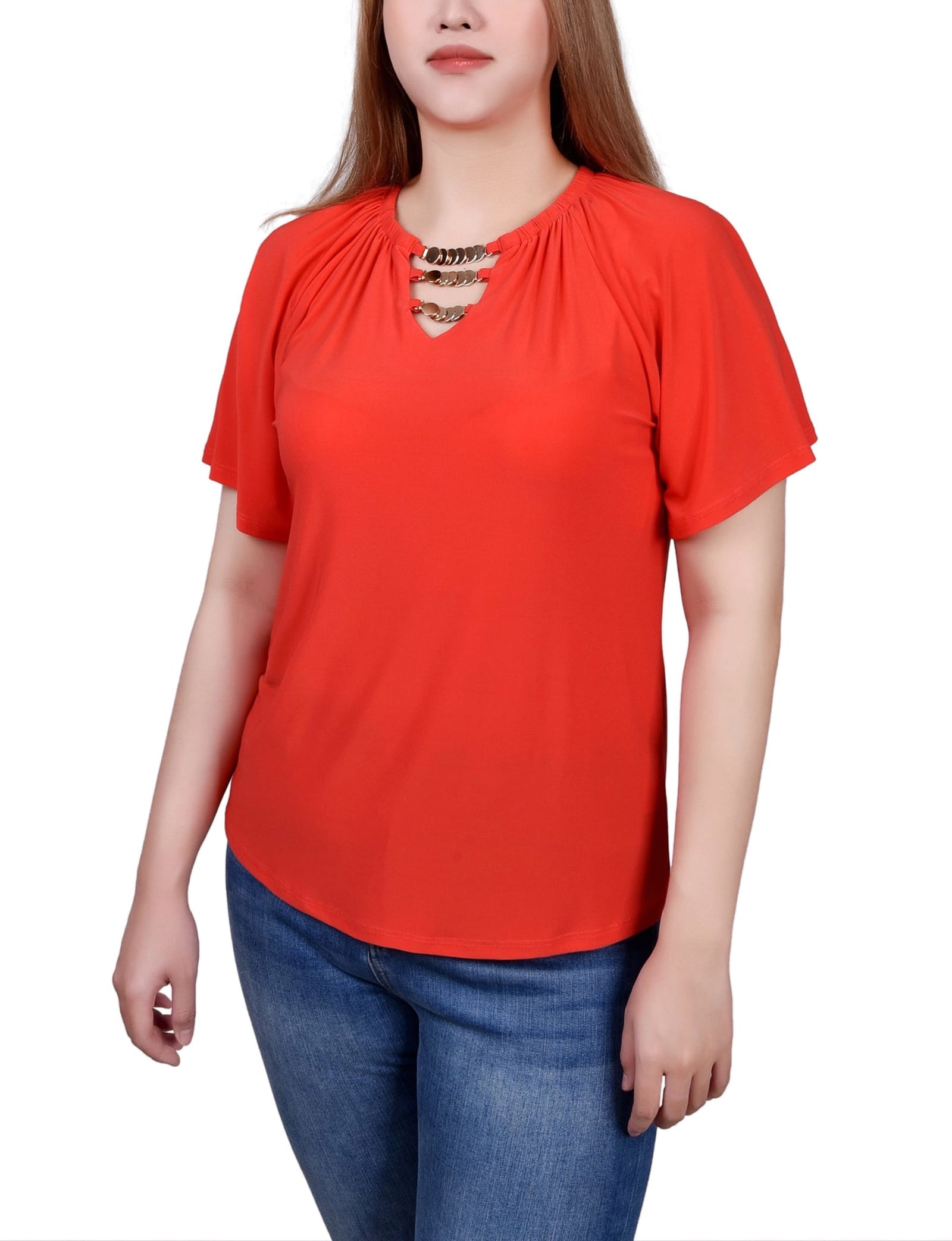 Petite Raglan Sleeve Top with Chain Details thumbnail 2