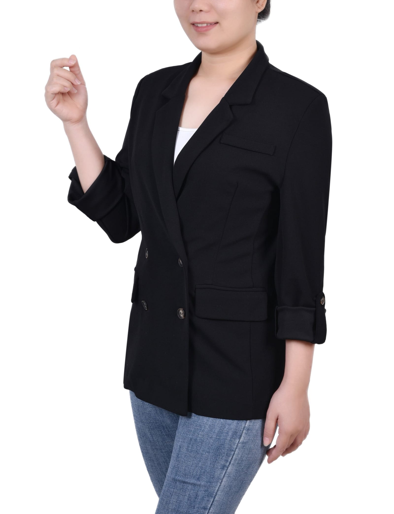 Petite Long Sleeve Double Breasted Crepe Jacket thumbnail 2