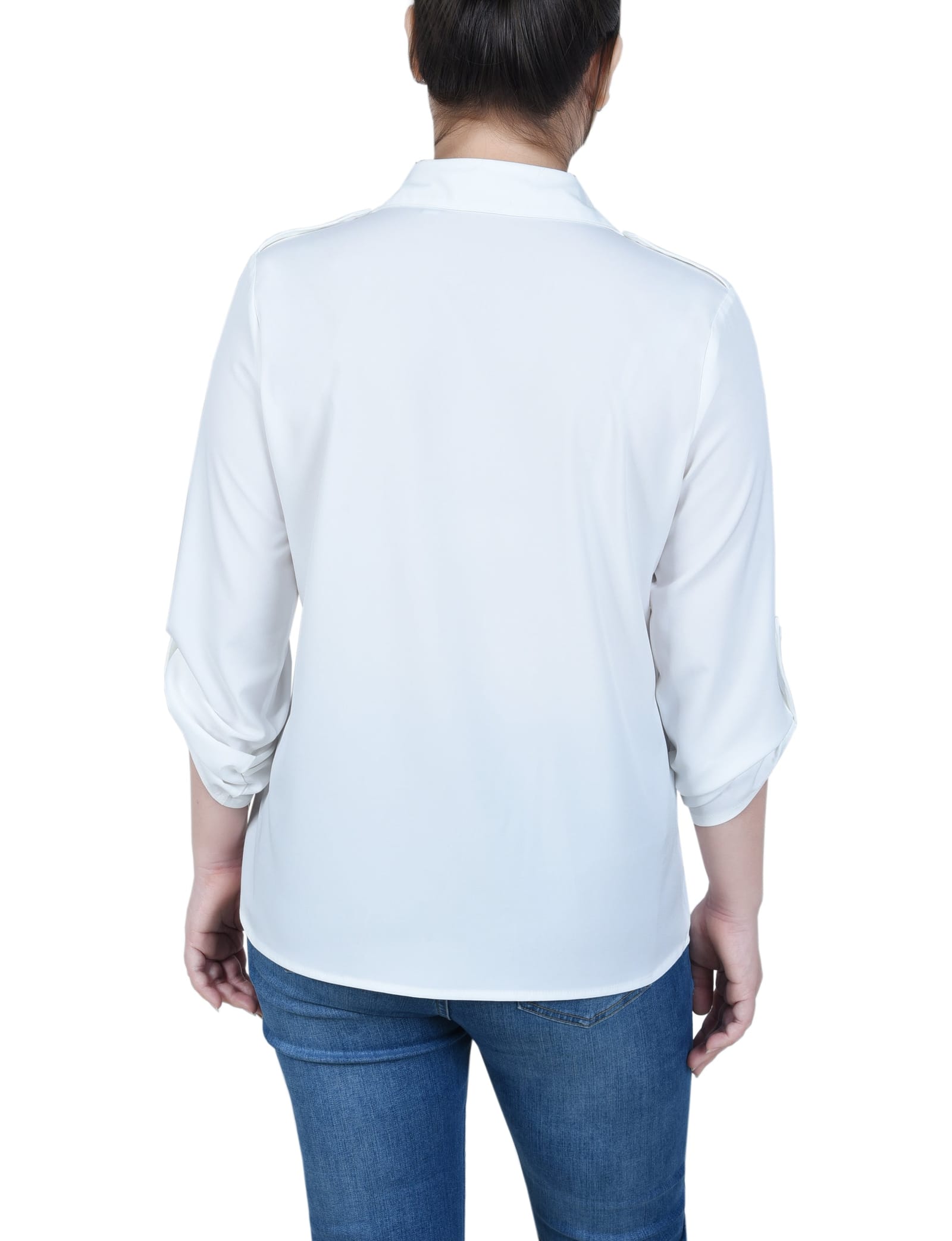 Petite 3/4 Sleeve Roll Tab Blouse thumbnail 3