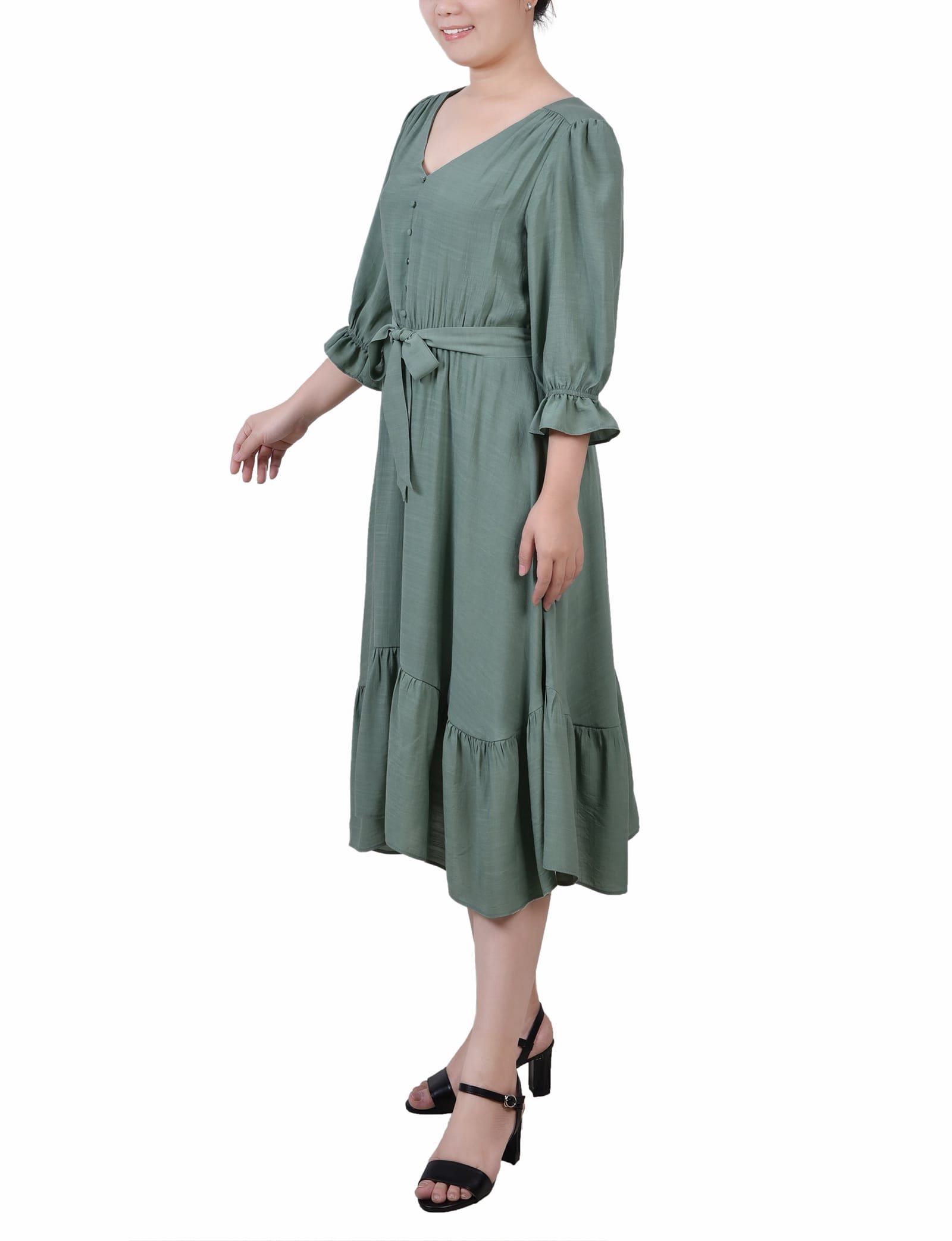 3/4 Sleeve Flounced Dress thumbnail 2