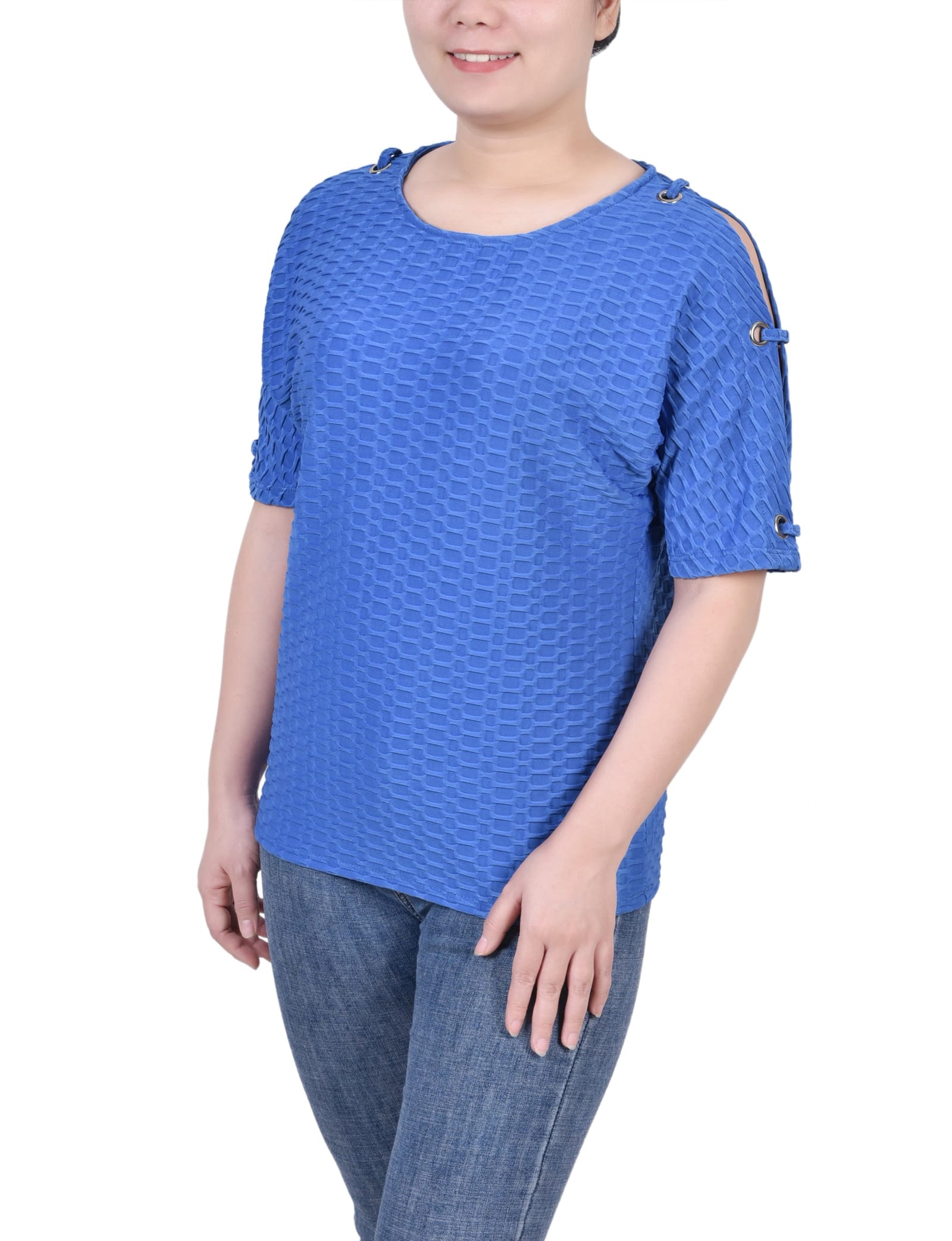 Petite Honeycomb Open Shoulder Tunic thumbnail 2