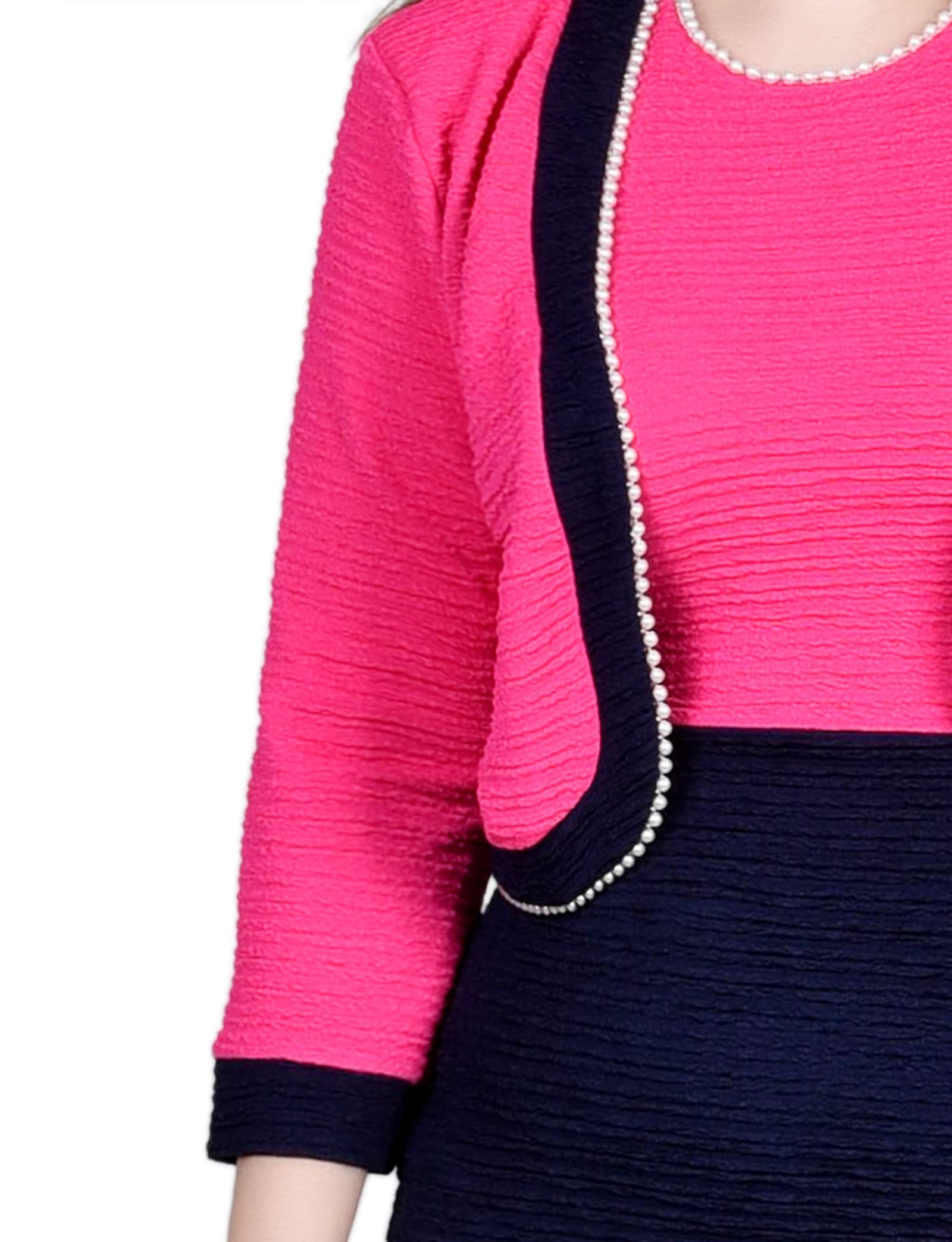 Petite 3/4 Sleeve Textured Knit 2 Piece Dress Set thumbnail 3