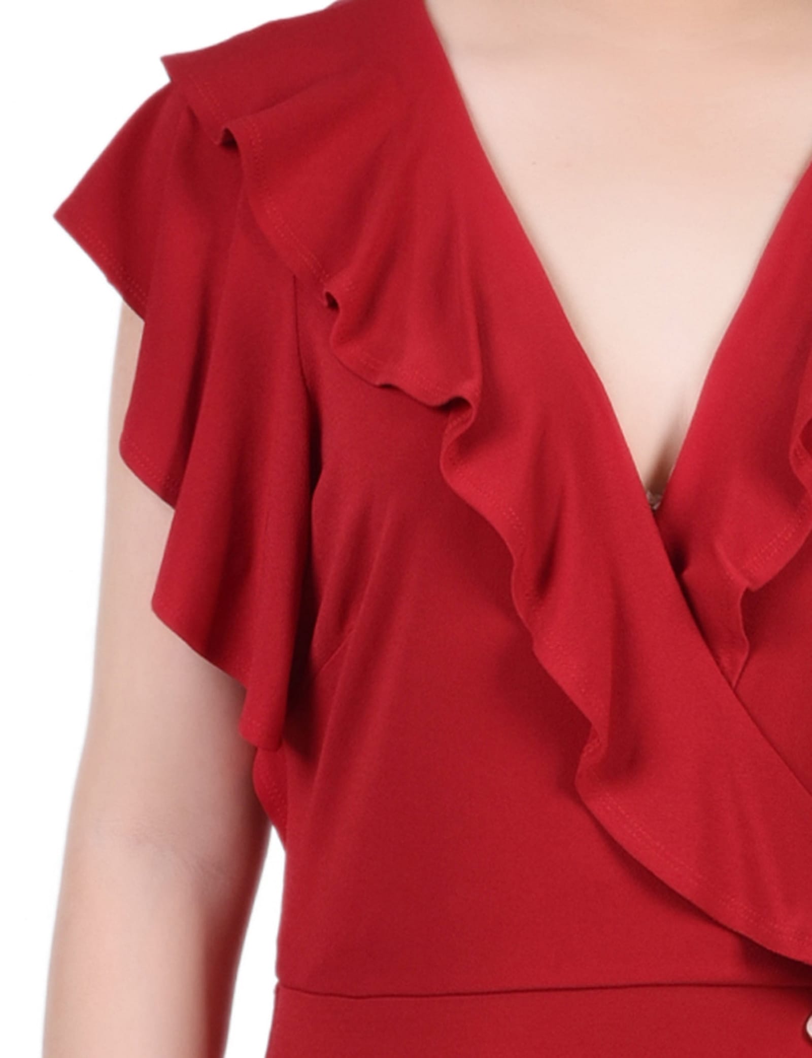 Short Flutter Sleeve Ruffle Neck Dress thumbnail 4