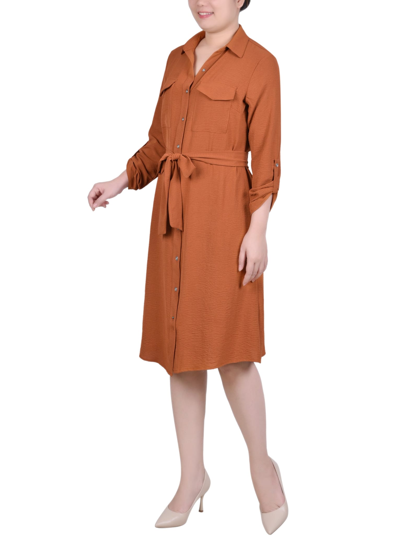 Long Roll Tab Sleeve Shirtdress thumbnail 2