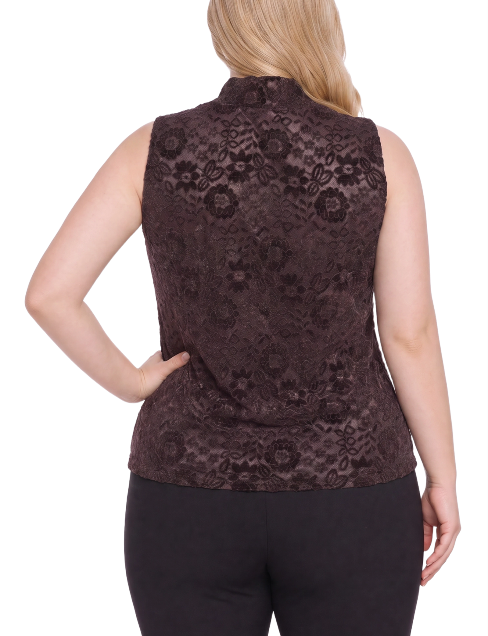 Plus Size Sleeveless Velvet Mock Neck thumbnail 3