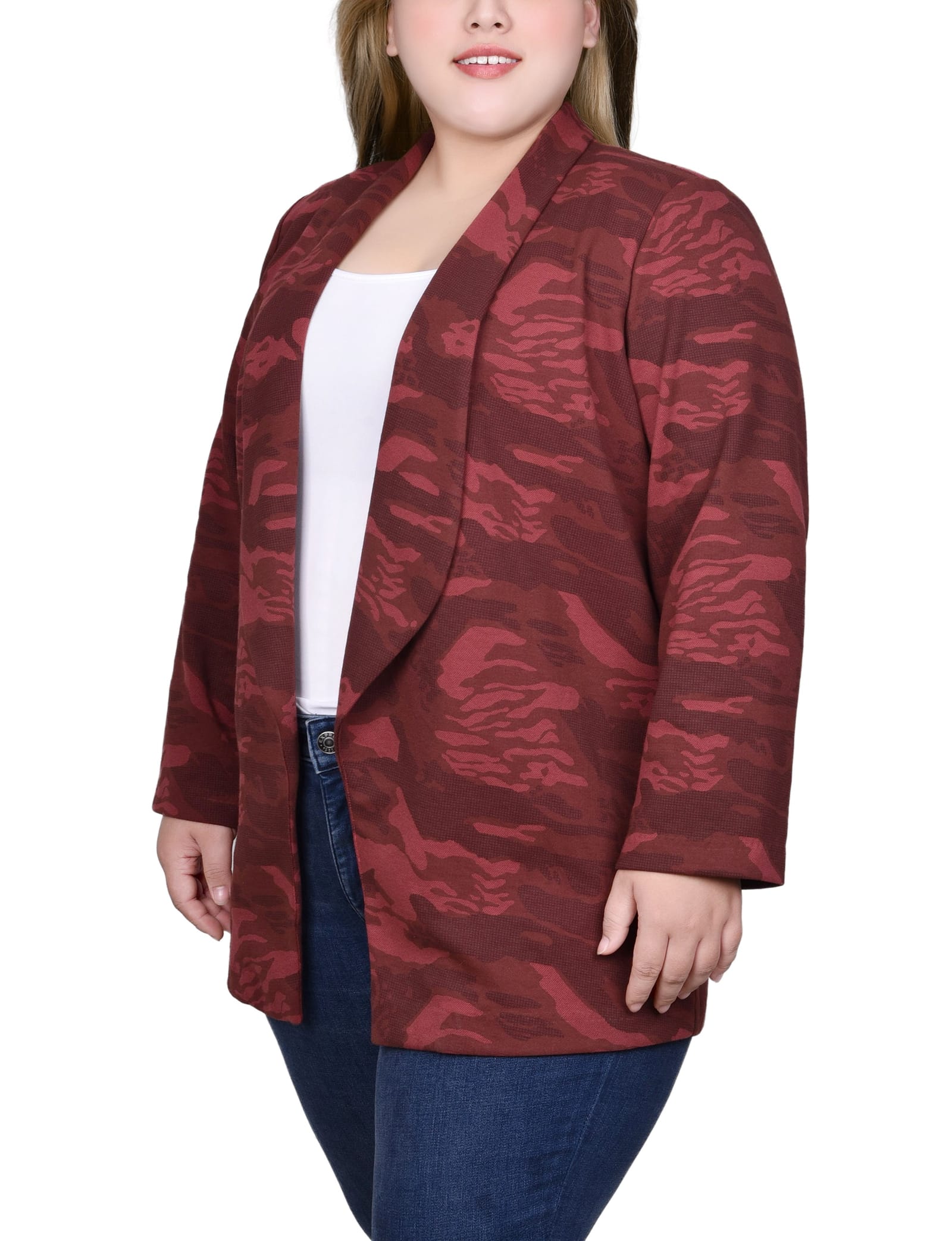 Plus Size 3/4 Sleeve Ponte Jacket thumbnail 2