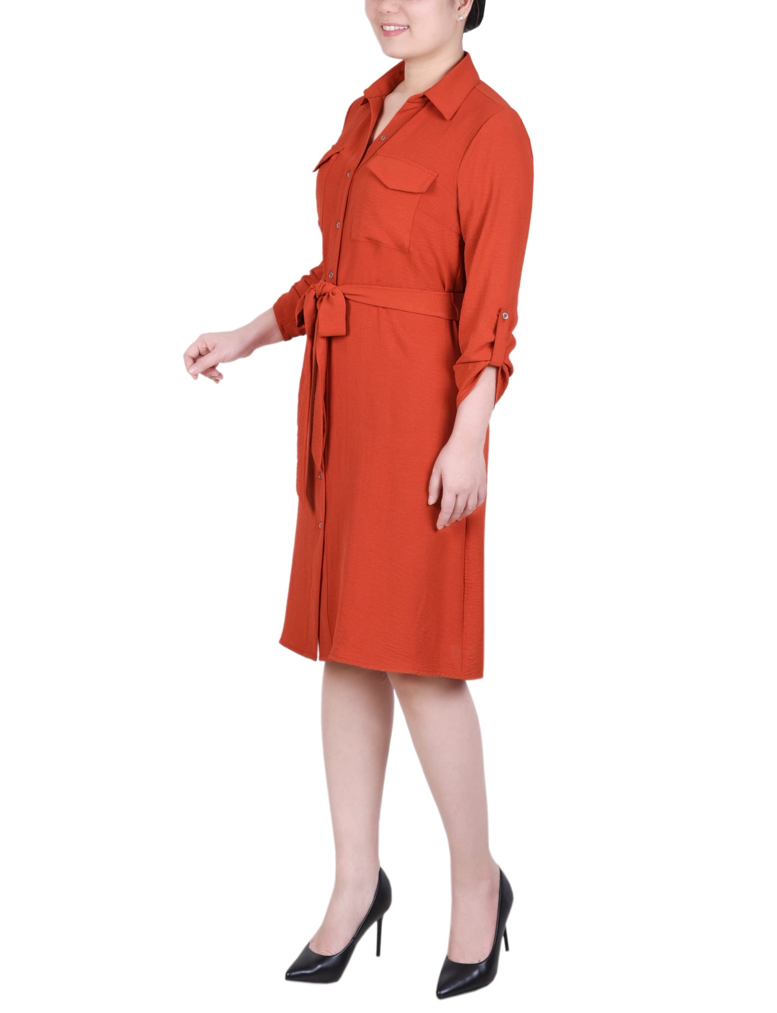 Long Roll Tab Sleeve Shirtdress thumbnail 2