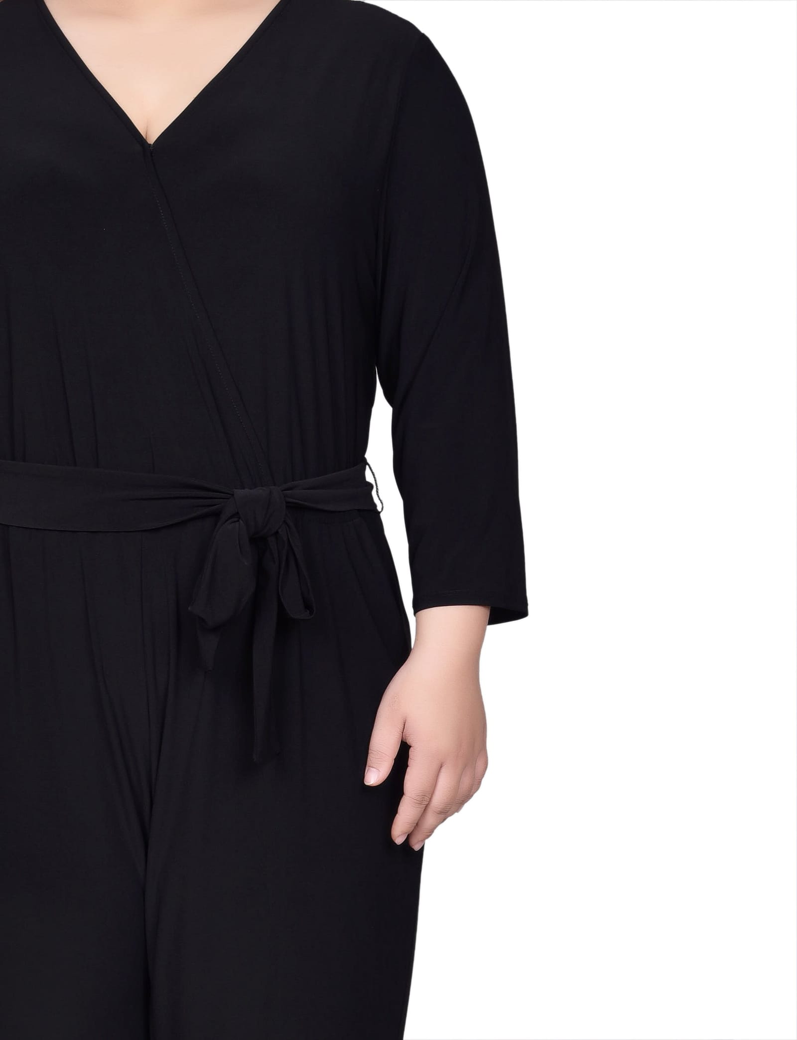 Plus Size 3/4 Sleeve Belted Jumpsuit thumbnail 3