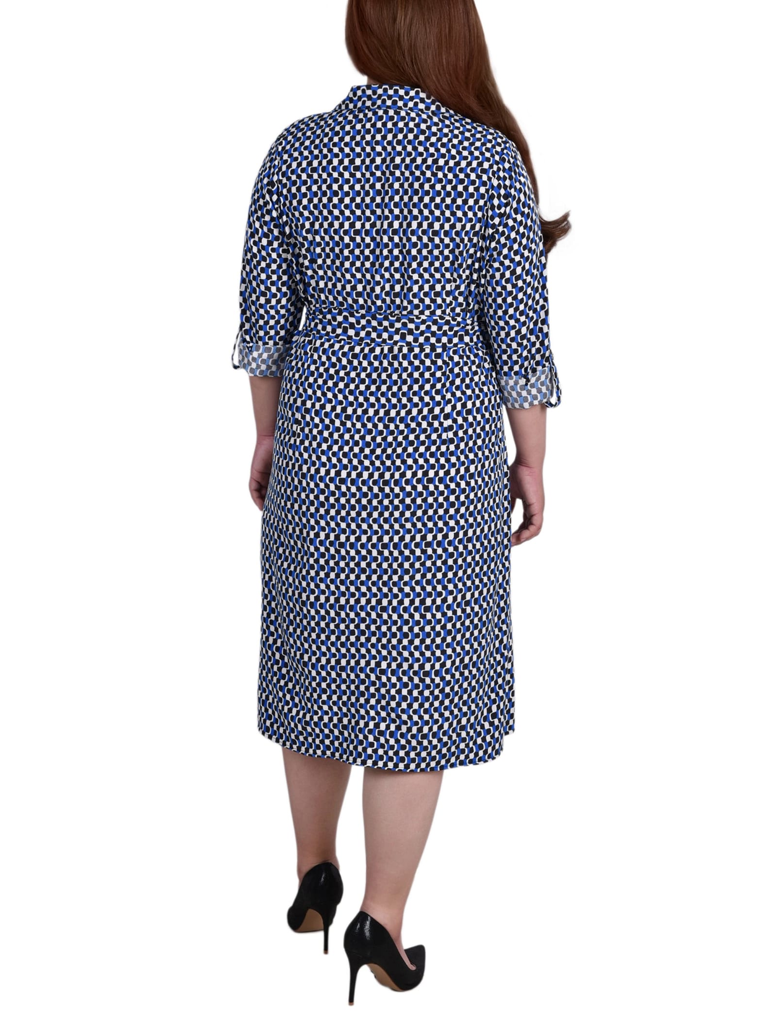 Plus Size Long Sleeve Roll Tab Shirtdress thumbnail 3