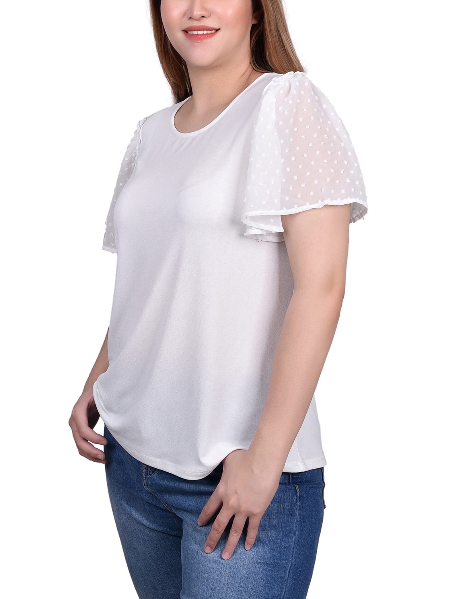 Clip Dot Flutter Sleeve Top thumbnail 2